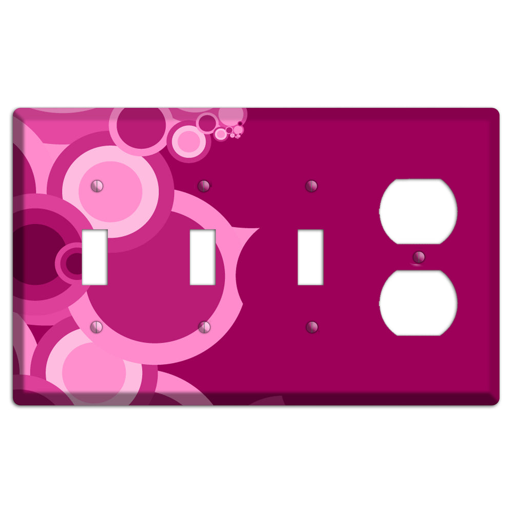 Pink and Fuschia Circles 3 Toggle / Duplex Wallplate