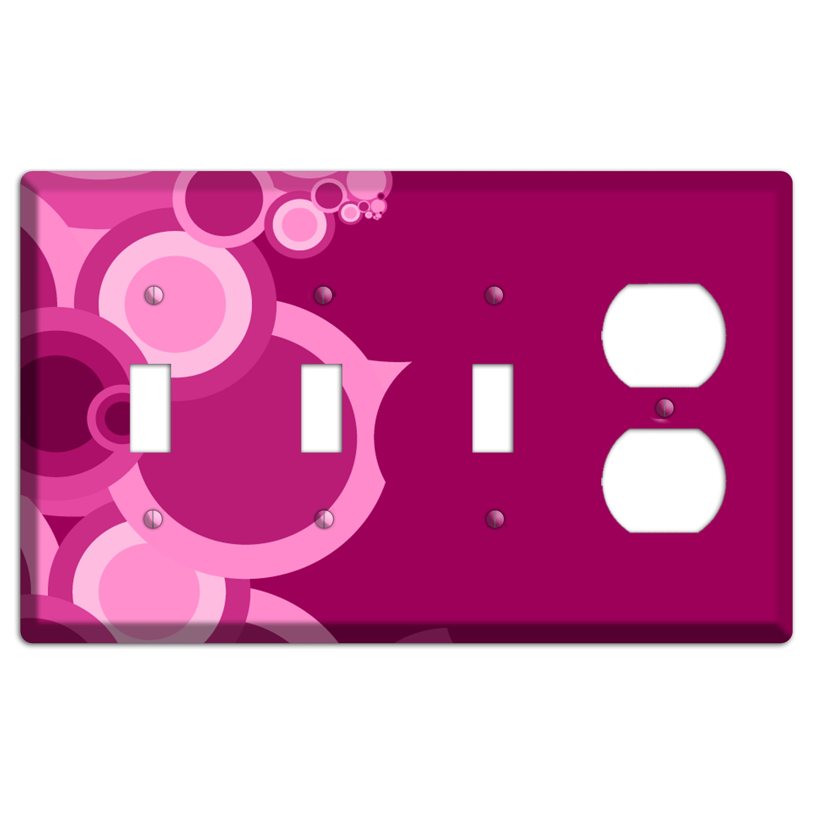 Pink and Fuschia Circles 3 Toggle / Duplex Wallplate