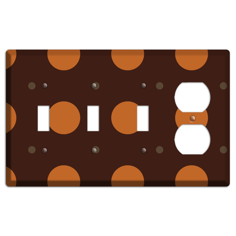 Brown with Umber and Brown Multi Tiled Medium Dots 3 Toggle / Duplex Wallplate