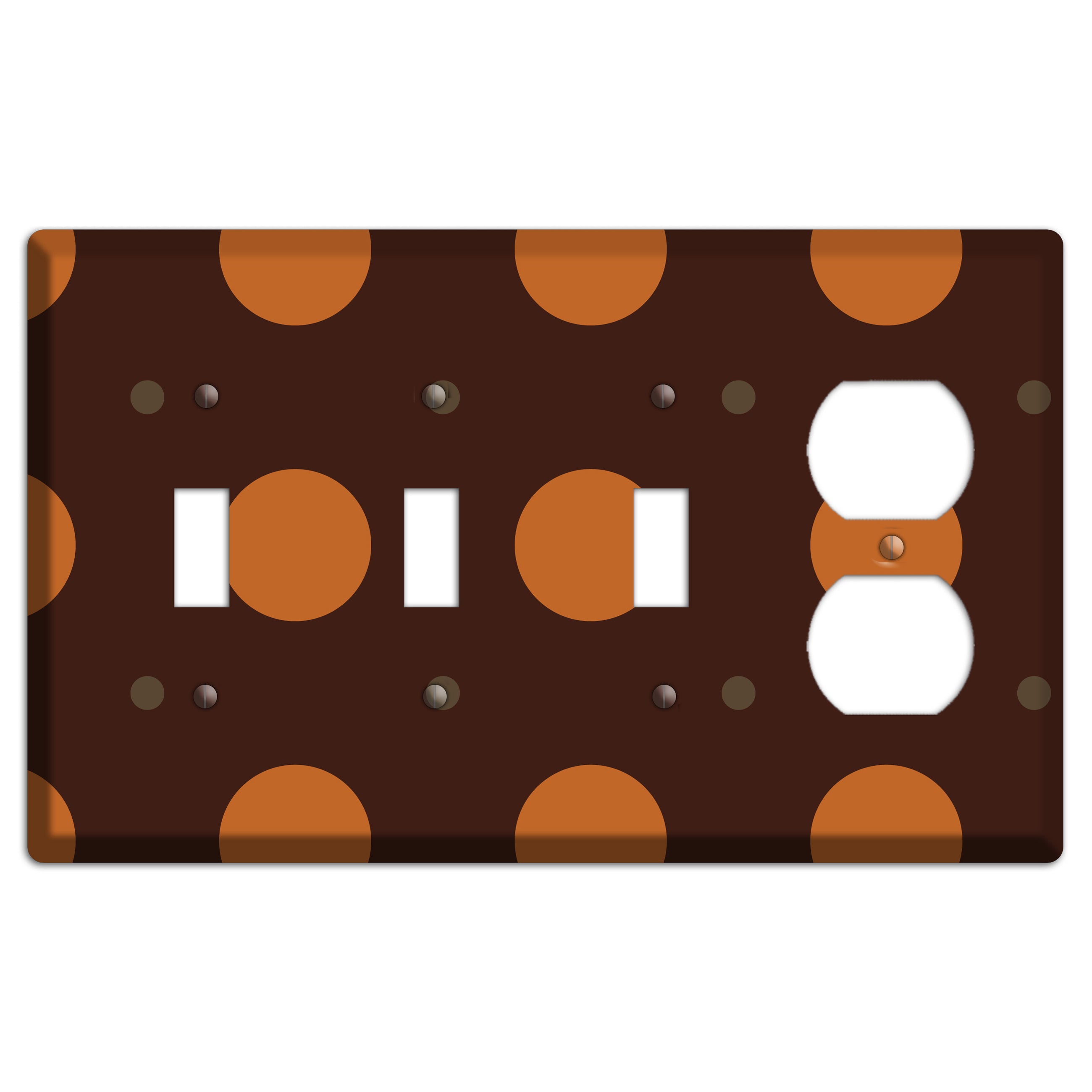 Brown with Umber and Brown Multi Tiled Medium Dots 3 Toggle / Duplex Wallplate