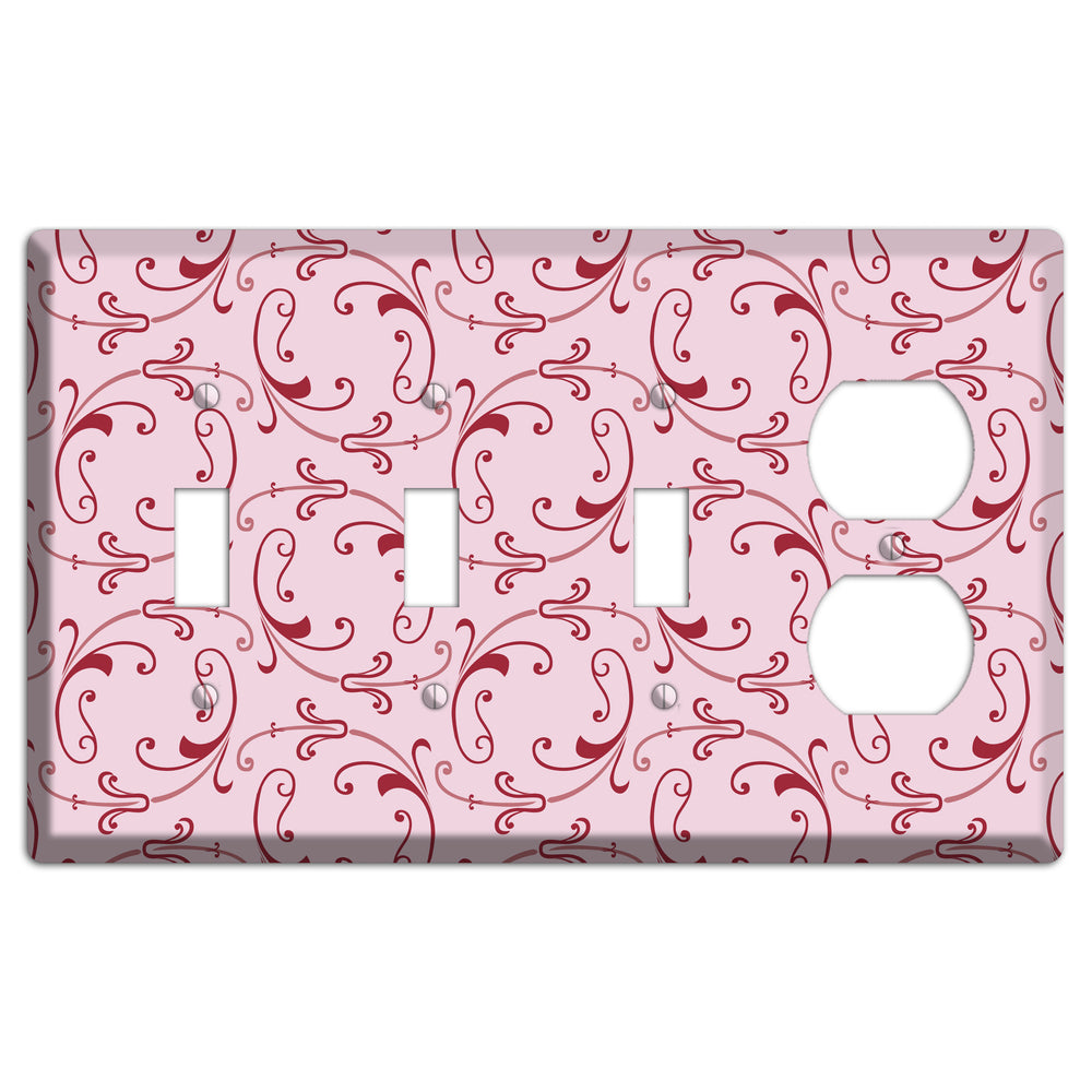 Pink Victorian Sprig 3 Toggle / Duplex Wallplate