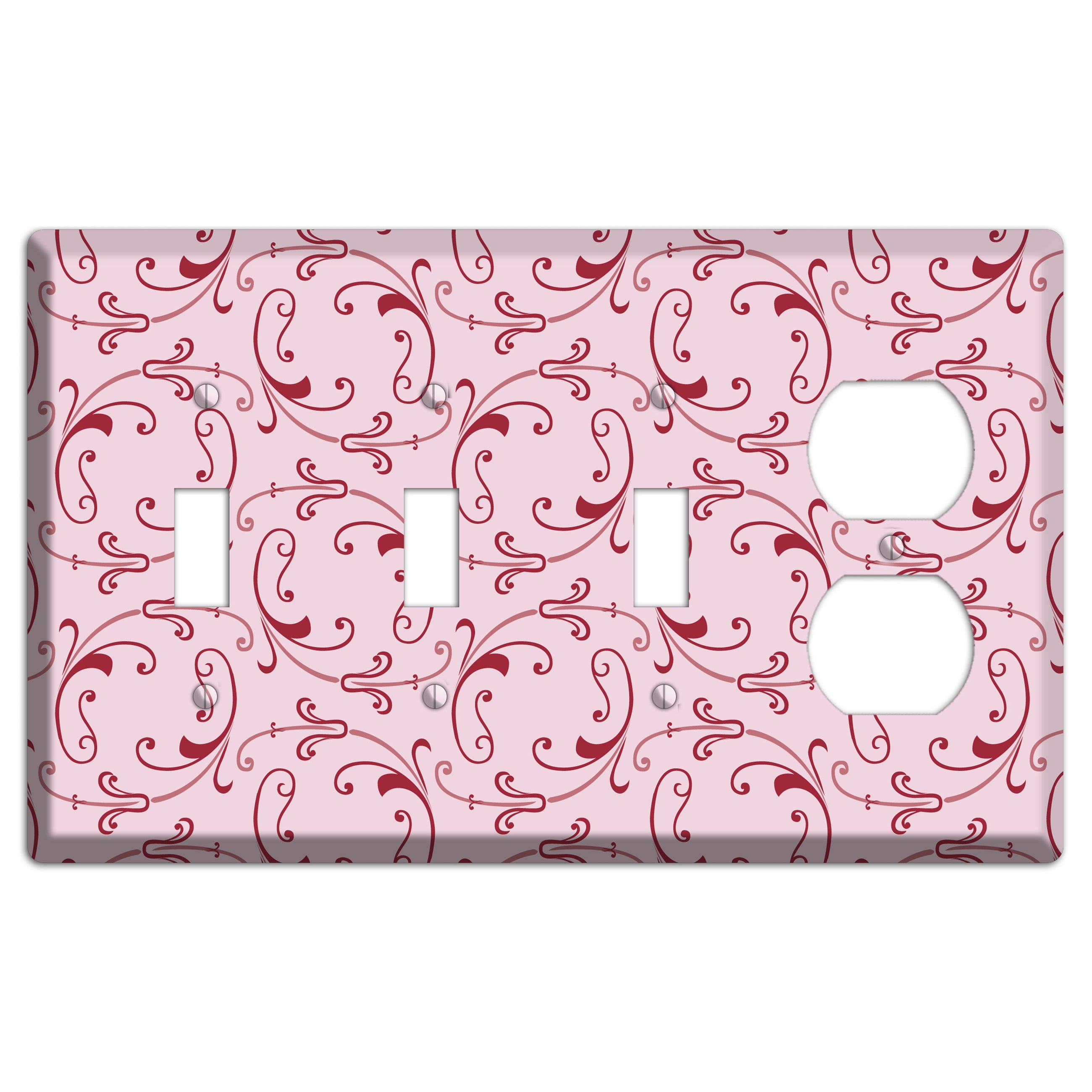 Pink Victorian Sprig 3 Toggle / Duplex Wallplate