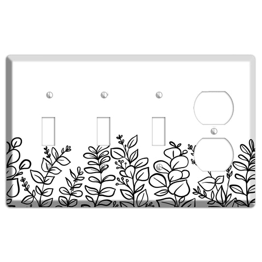 Hand-Drawn Floral 13 3 Toggle / Duplex Wallplate