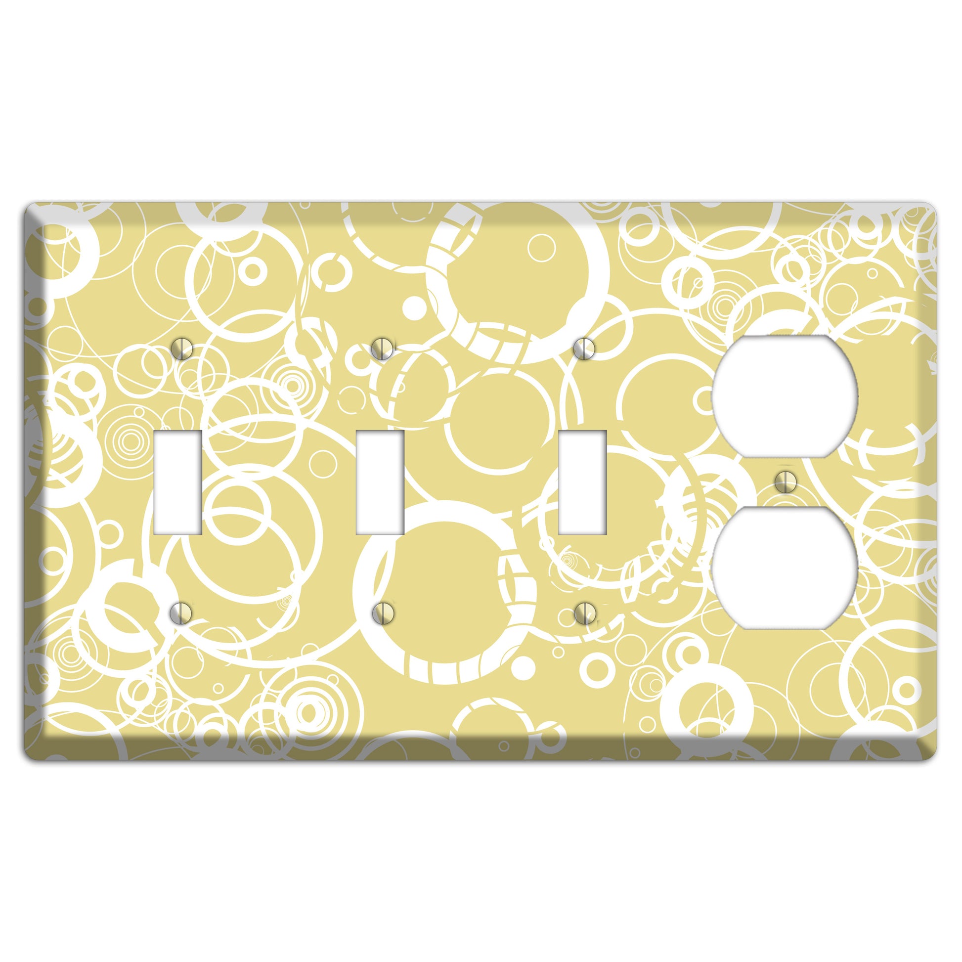 Beige with White Rings 3 Toggle / Duplex Wallplate