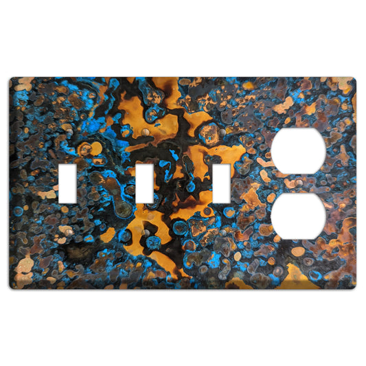 Solid Copper Turquoise 3 Toggle / Duplex Outlet Cover Plate