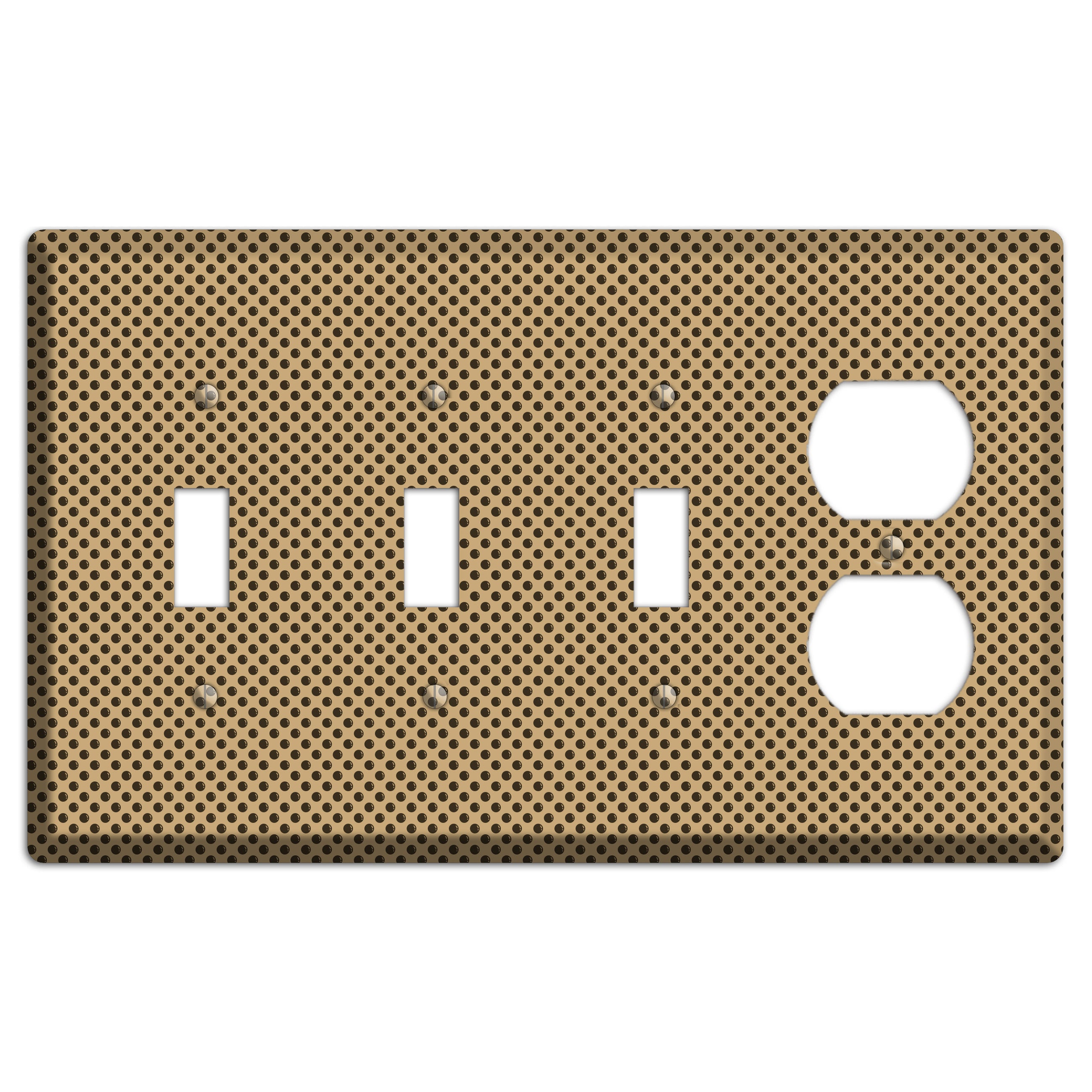 Beige with Brown Polka Dots 3 Toggle / Duplex Wallplate