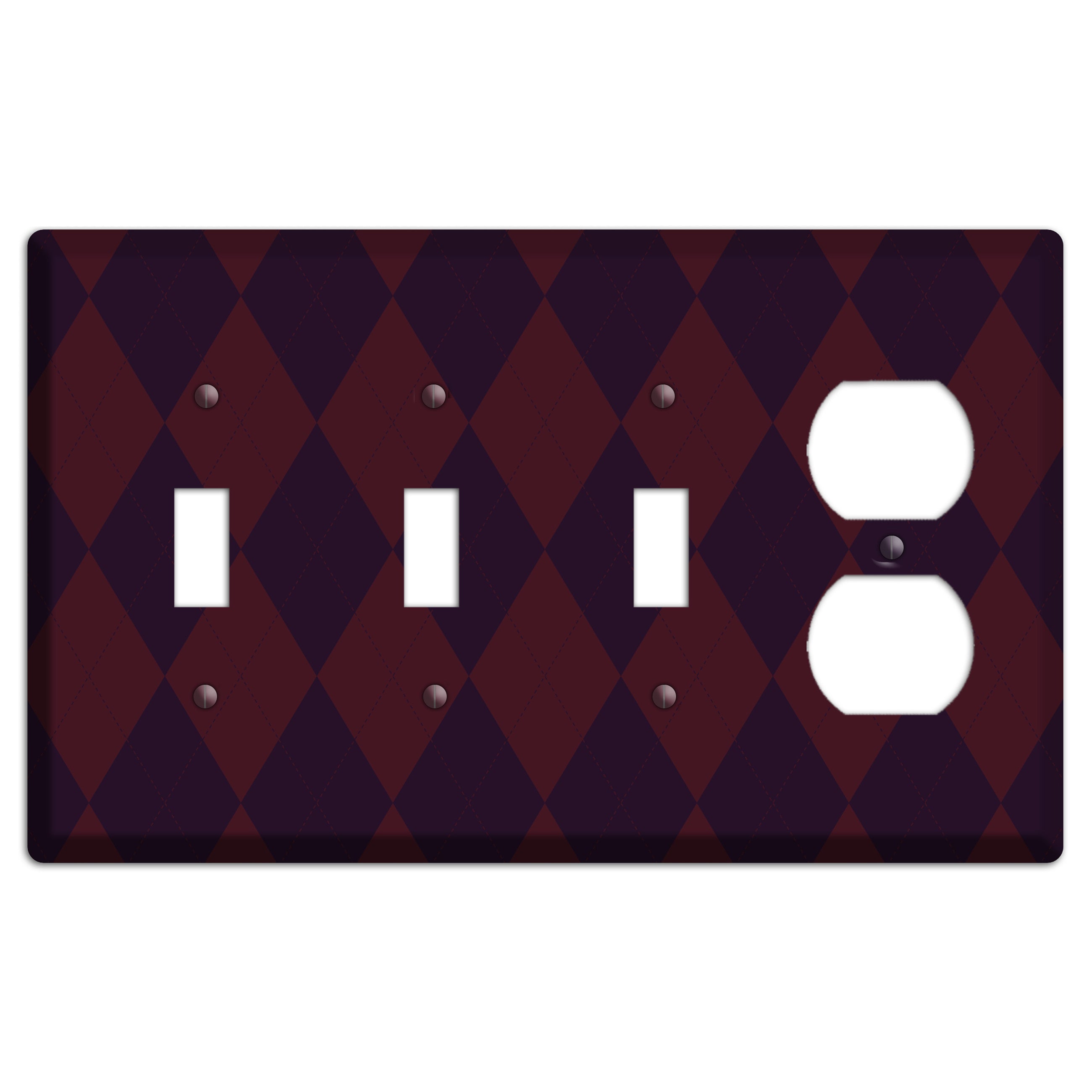 Burgundy Argyle 3 Toggle / Duplex Wallplate