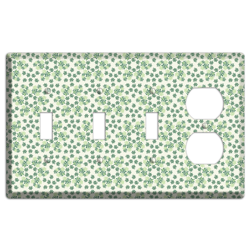 Multi Green Calico 3 Toggle / Duplex Wallplate