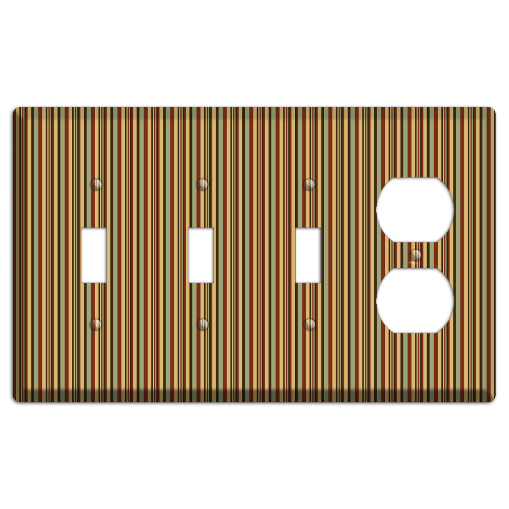 Red and Green Stripes 3 Toggle / Duplex Wallplate