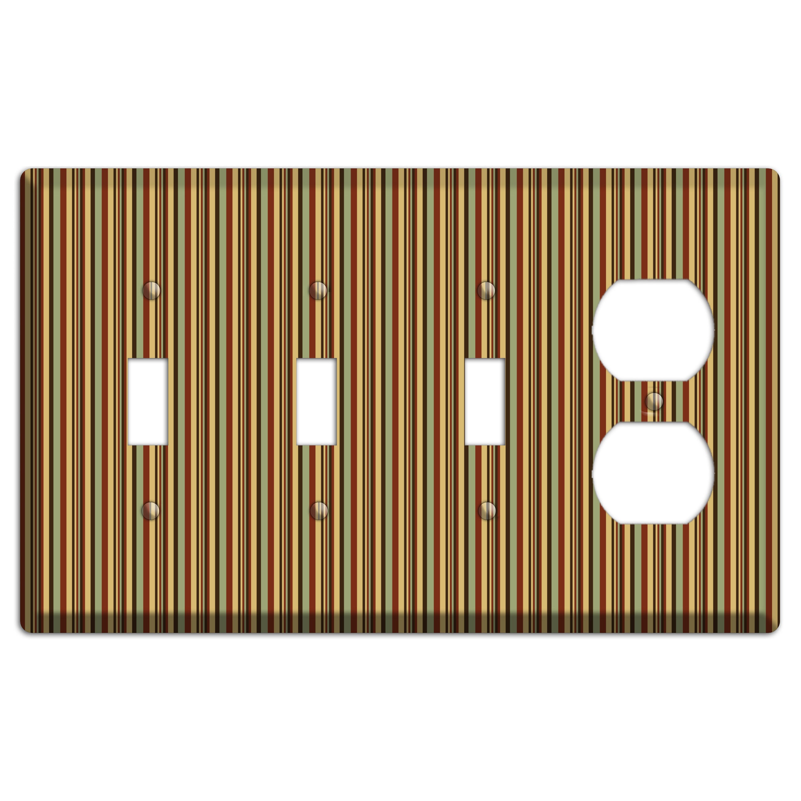 Red and Green Stripes 3 Toggle / Duplex Wallplate