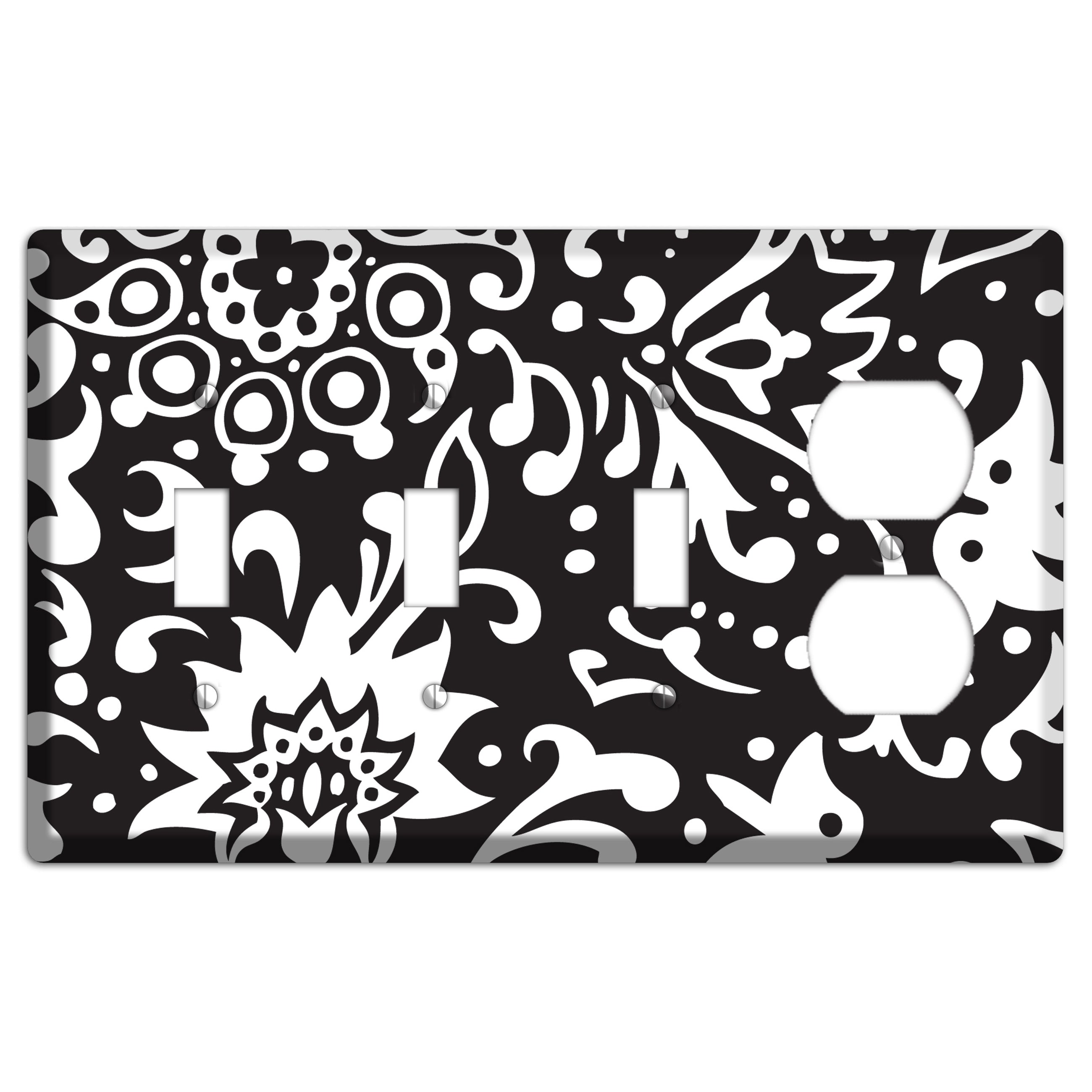 Black with White Boteh 3 Toggle / Duplex Wallplate