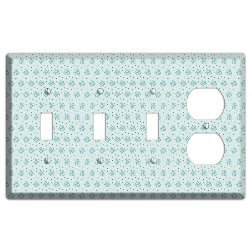 Soft Blue Calico 3 Toggle / Duplex Wallplate