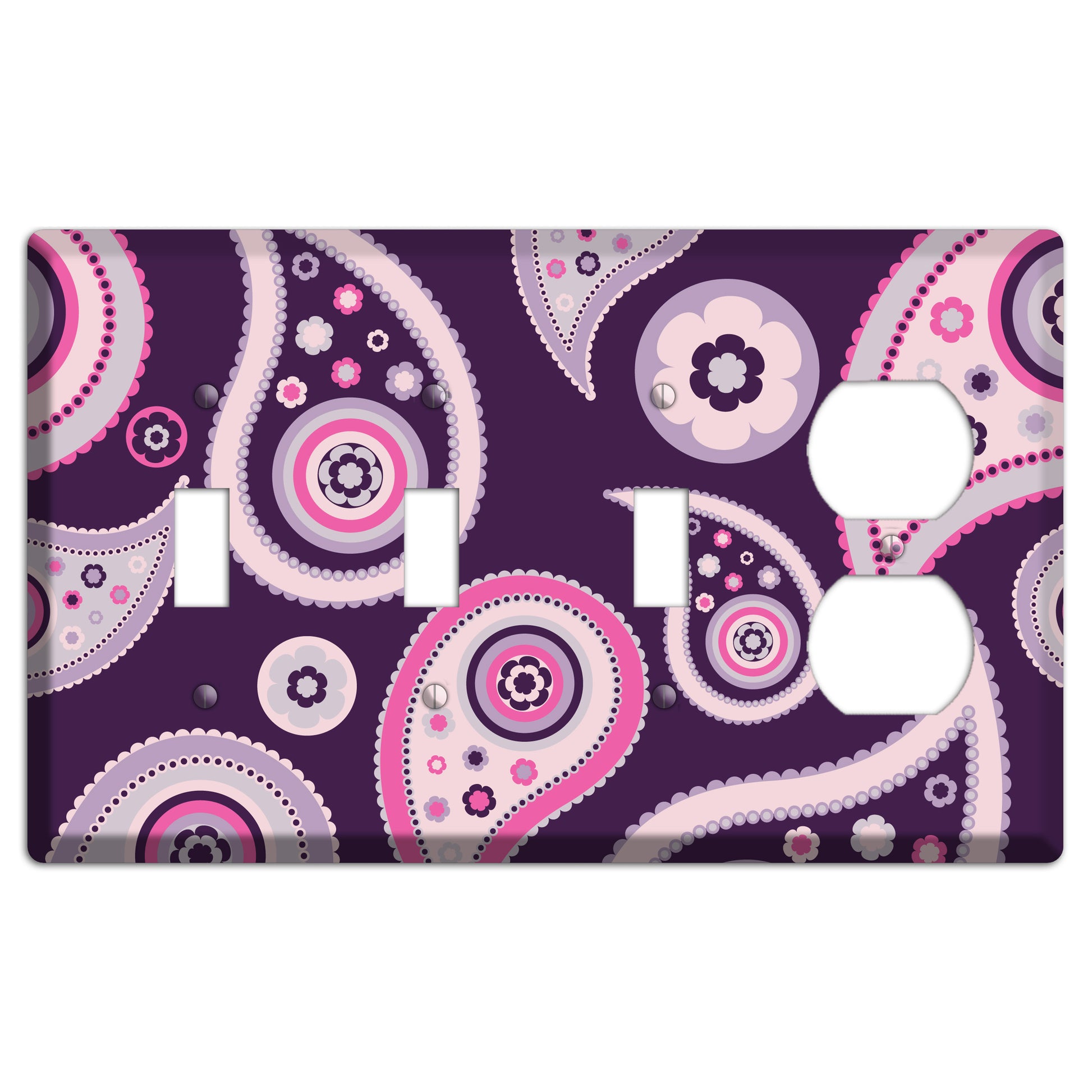 Purple Paisley 3 Toggle / Duplex Wallplate