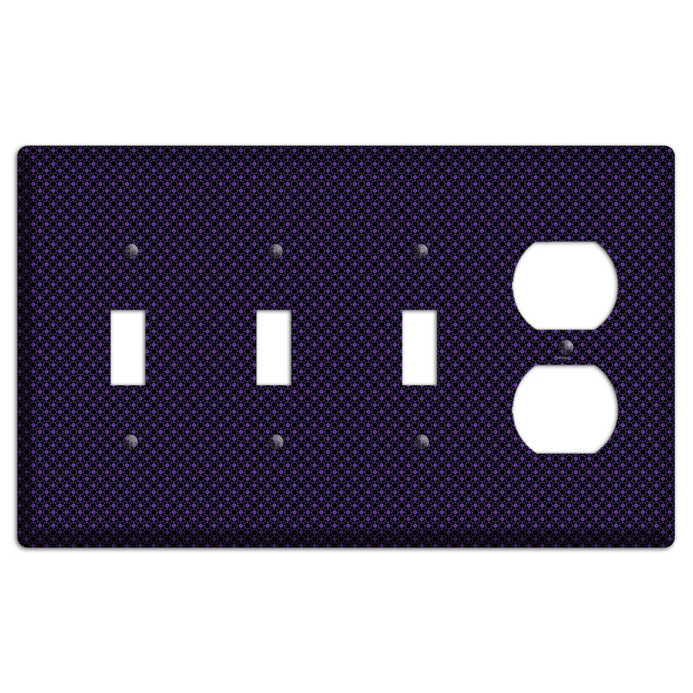 Multi Purple Geometric 3 Toggle / Duplex Wallplate