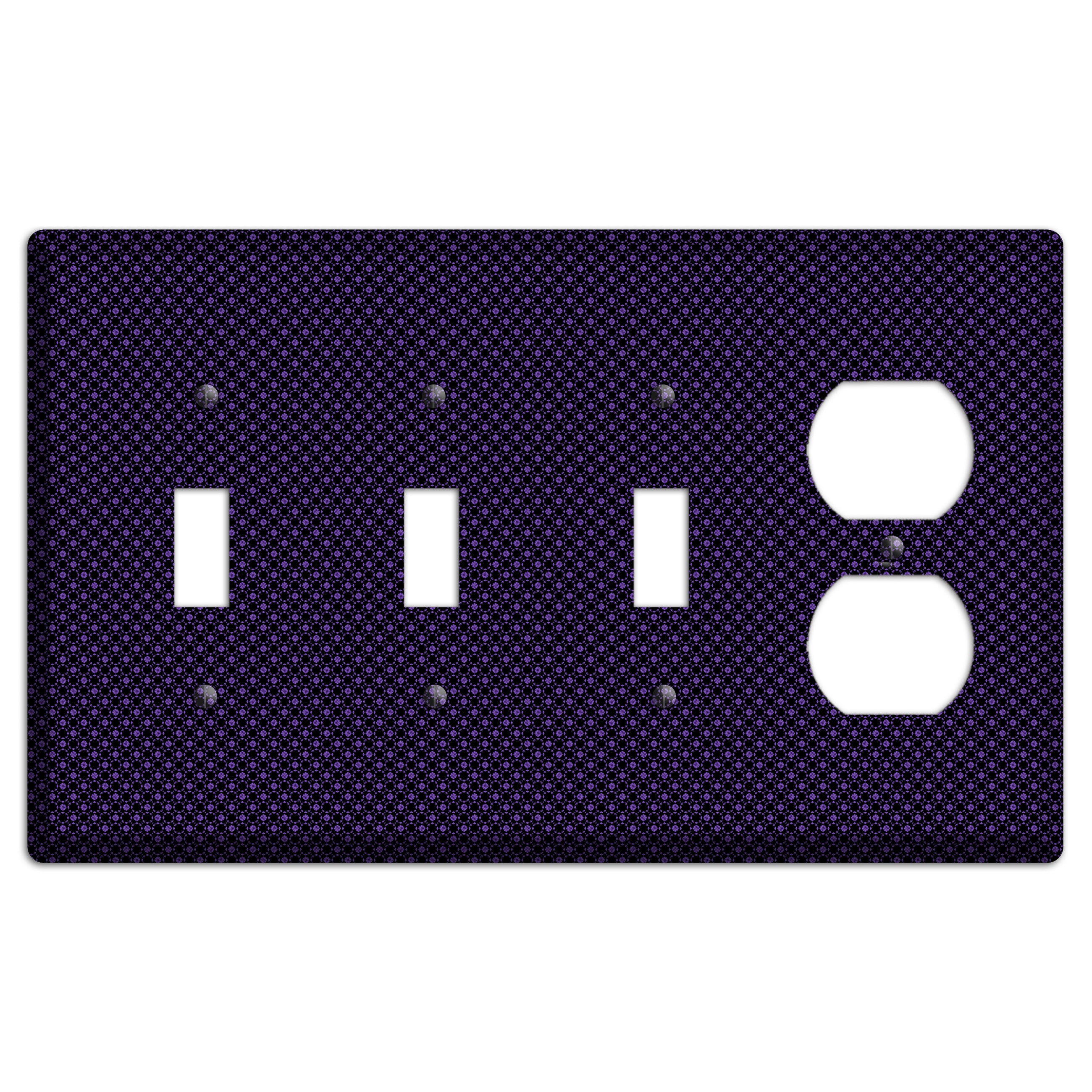 Multi Purple Geometric 3 Toggle / Duplex Wallplate