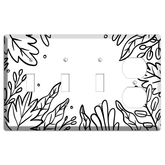 Hand-Drawn Floral 12 3 Toggle / Duplex Wallplate
