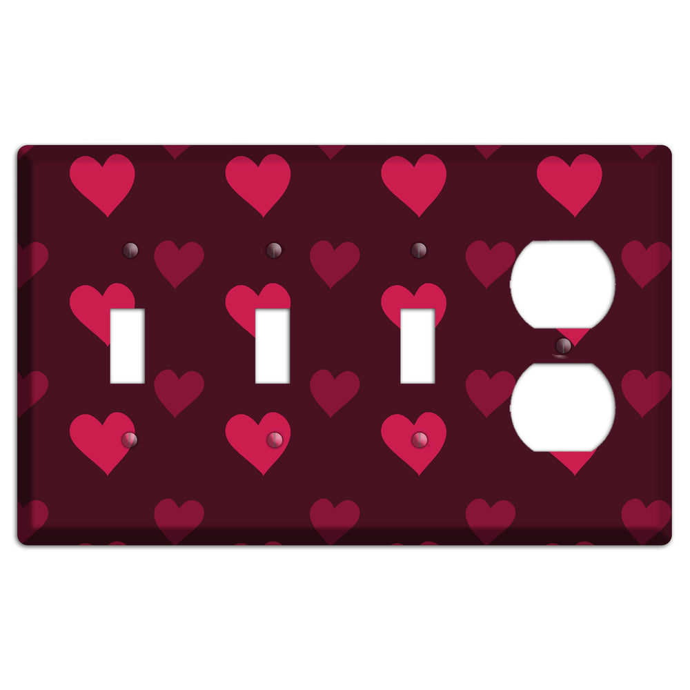 Tiled Large Hearts 3 Toggle / Duplex Wallplate