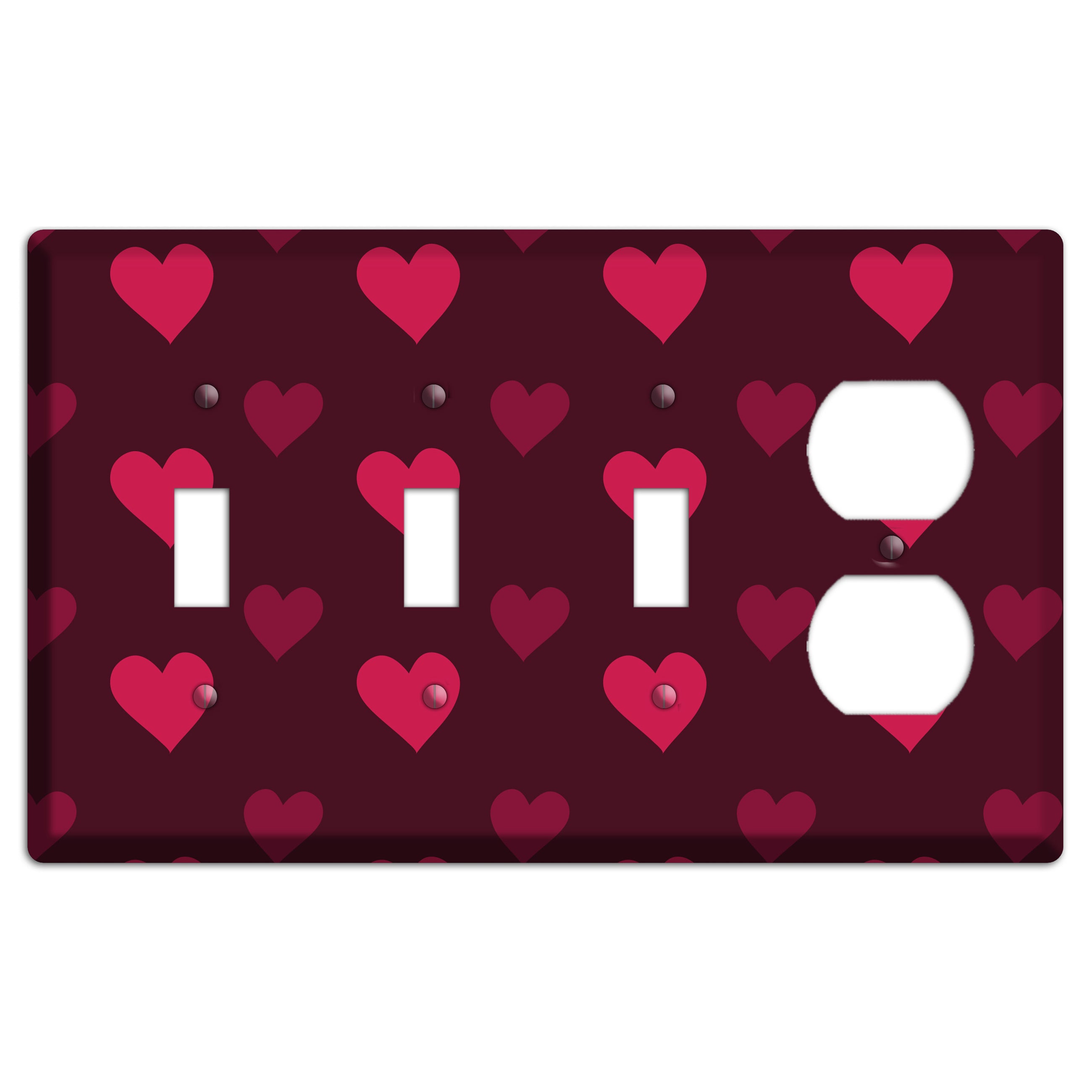 Tiled Large Hearts 3 Toggle / Duplex Wallplate