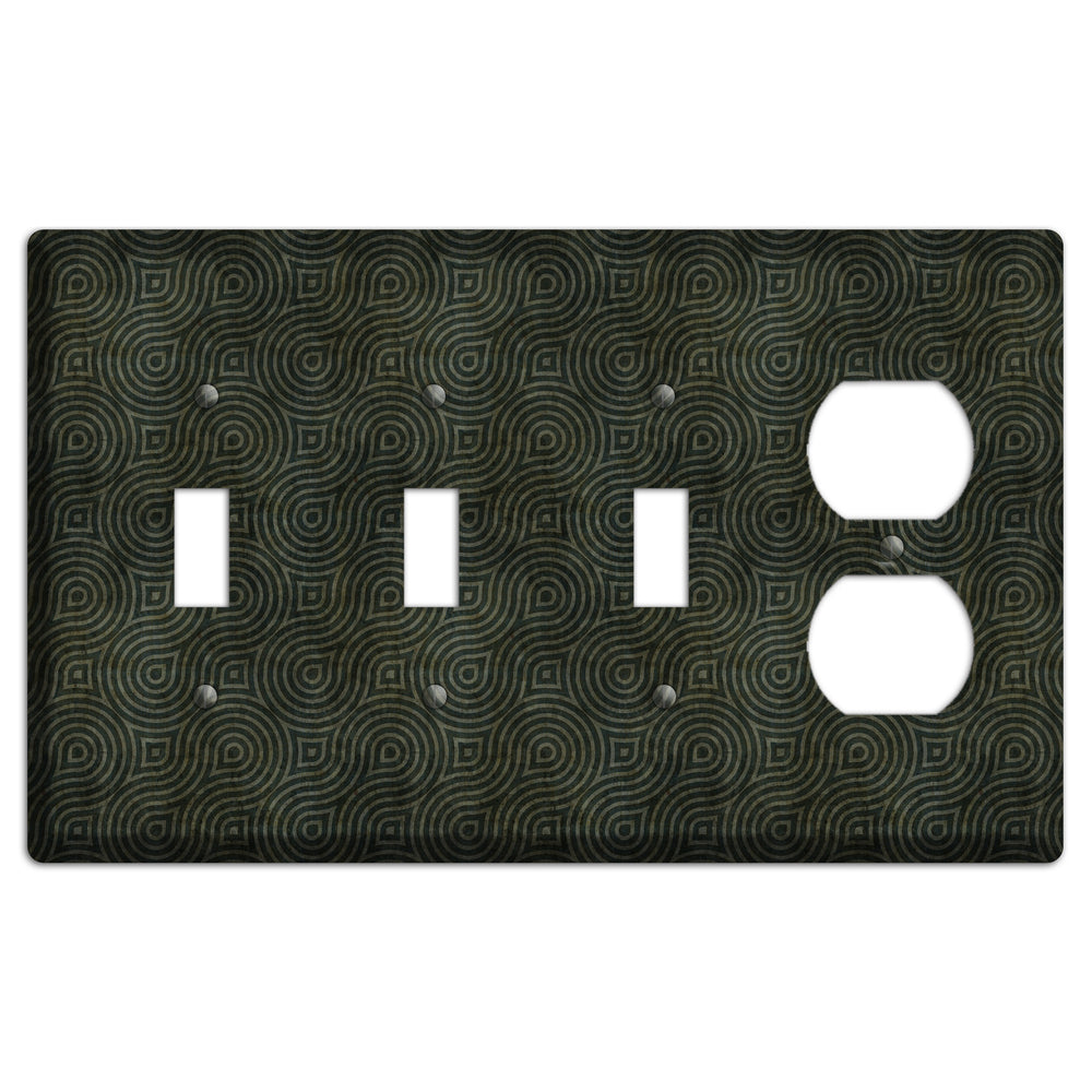 Green and Black Swirl 3 Toggle / Duplex Wallplate