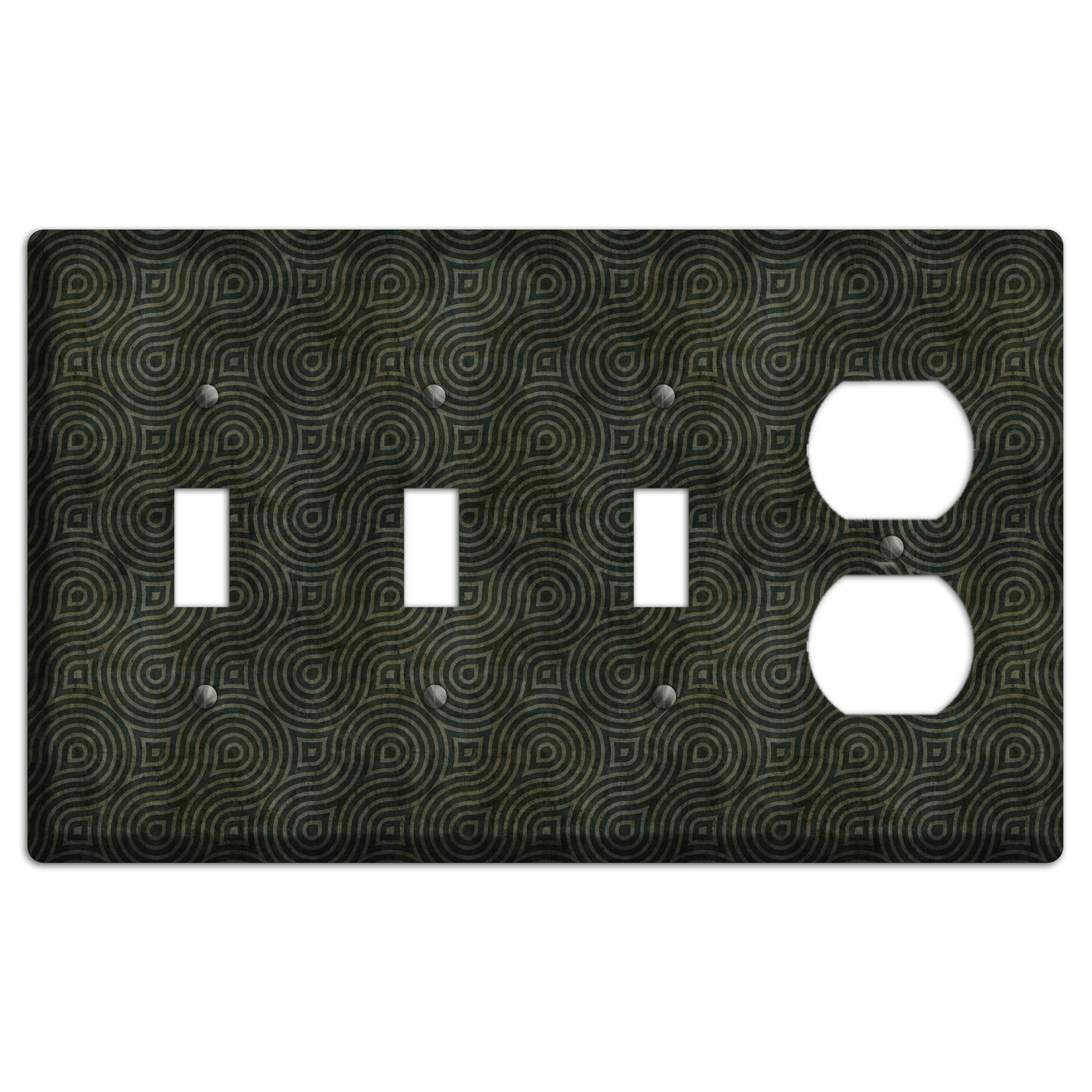 Green and Black Swirl 3 Toggle / Duplex Wallplate
