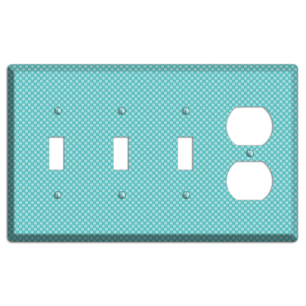 Turquoise Tiny Arabesque 3 Toggle / Duplex Wallplate