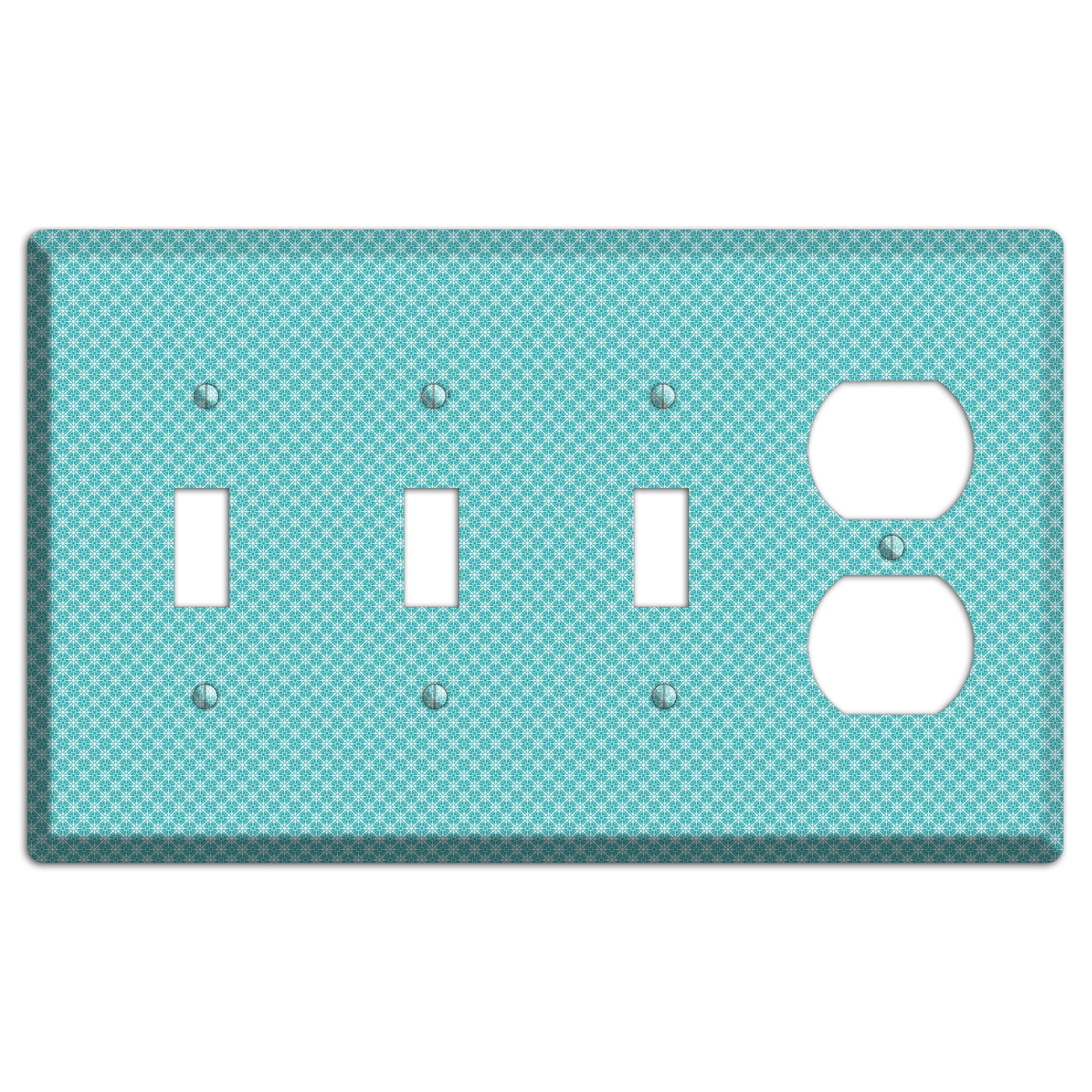 Turquoise Tiny Arabesque 3 Toggle / Duplex Wallplate