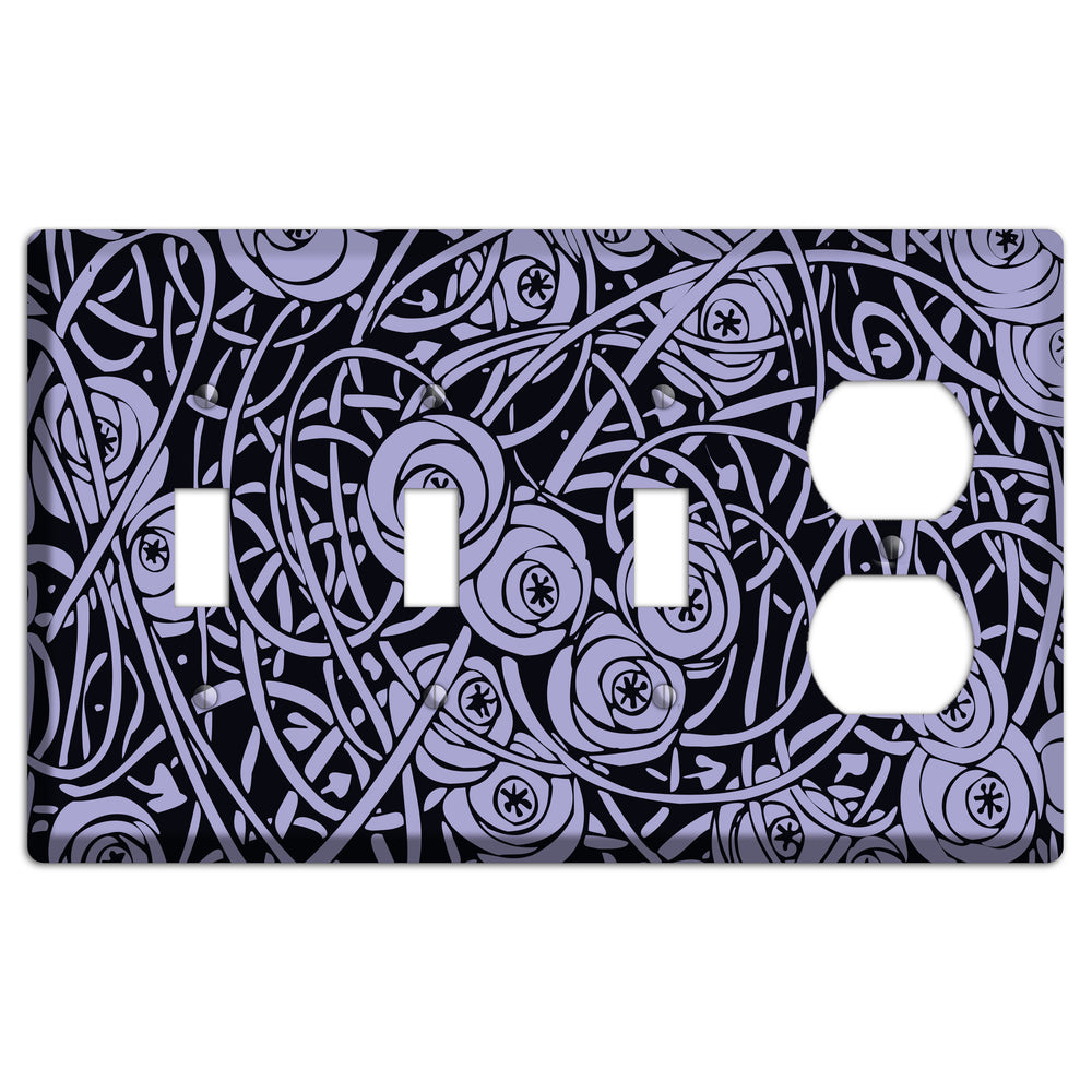 Lilac Deco Floral 3 Toggle / Duplex Wallplate