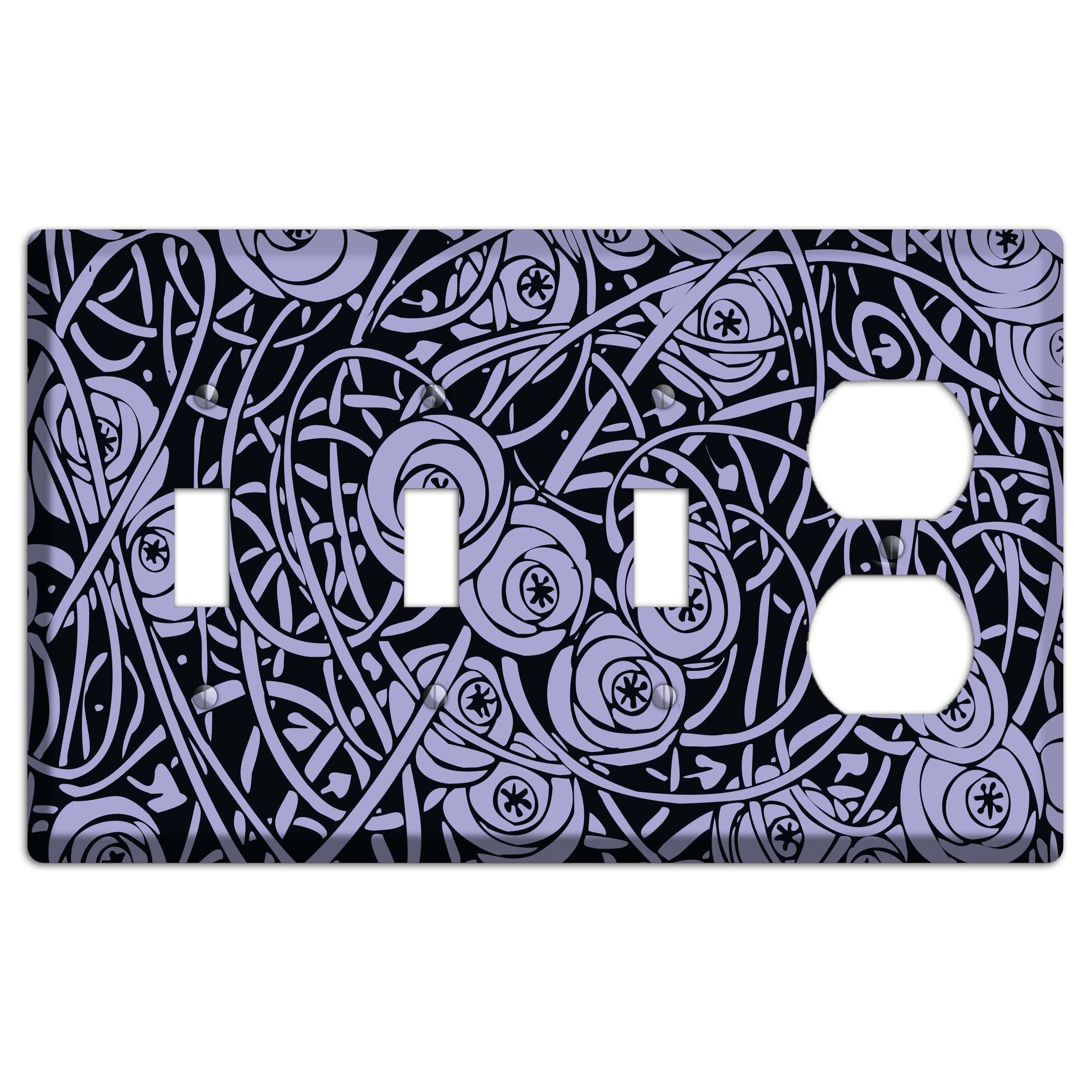 Lilac Deco Floral 3 Toggle / Duplex Wallplate