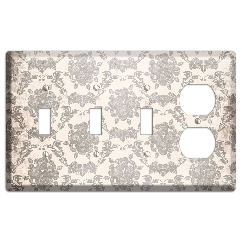 Pearl Bush Vintage Rose Damask 3 Toggle / Duplex Wallplate