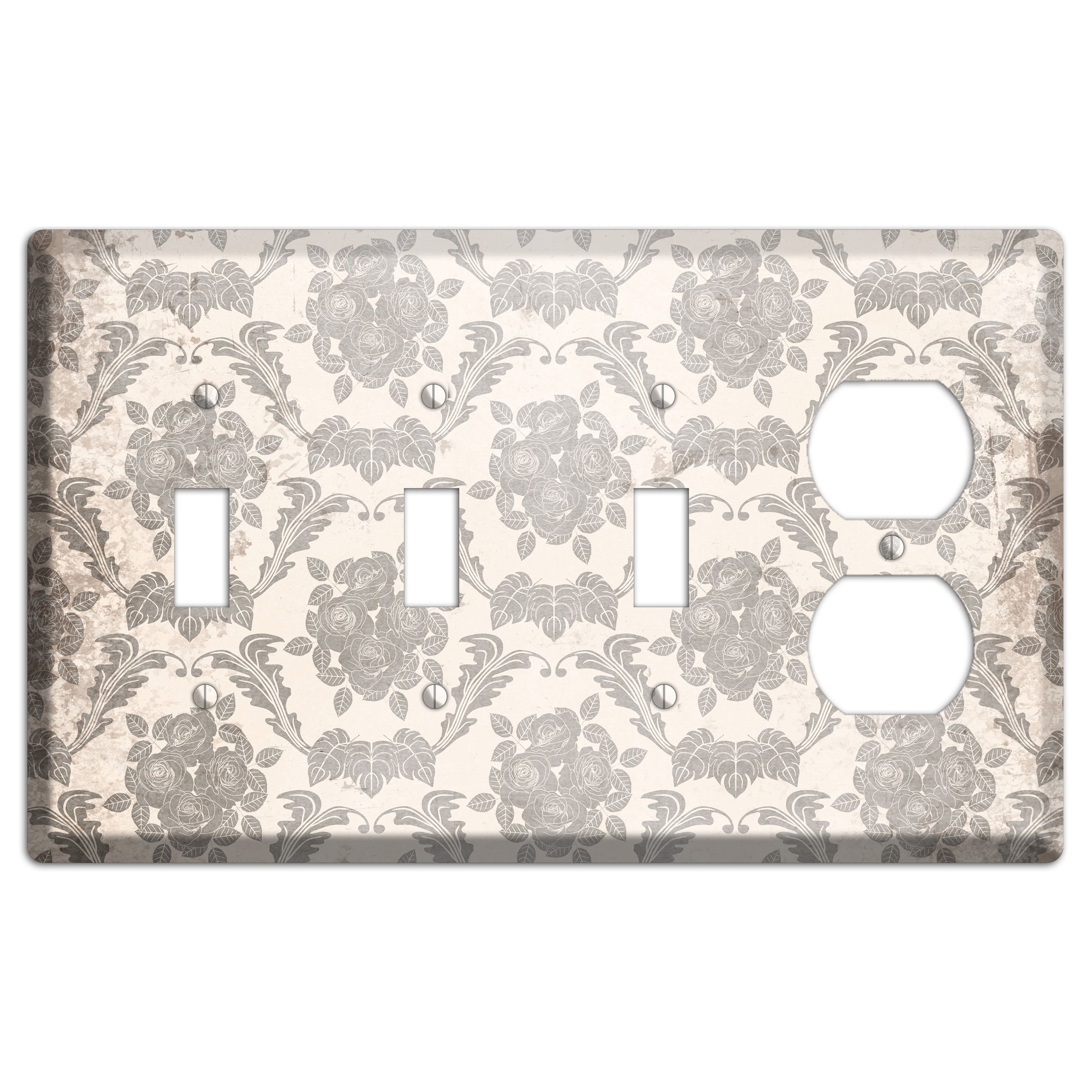 Pearl Bush Vintage Rose Damask 3 Toggle / Duplex Wallplate