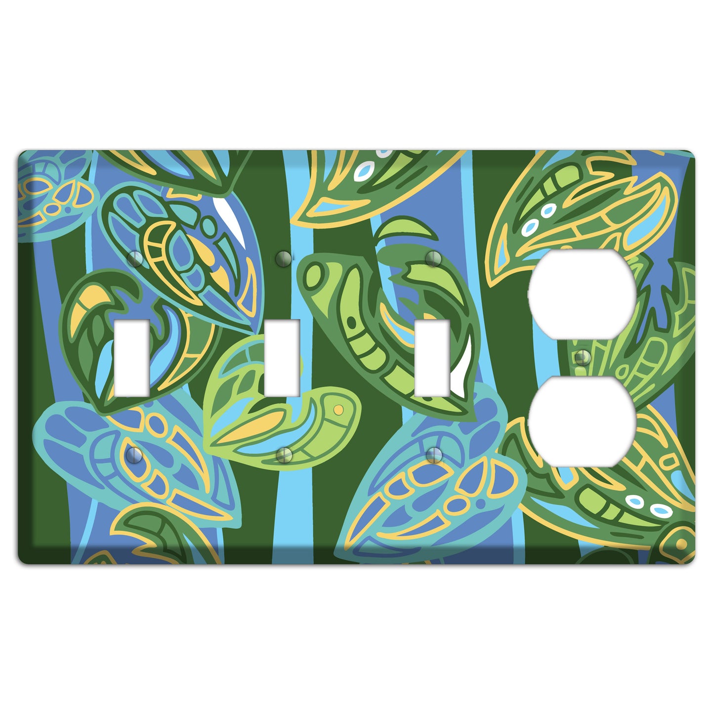 Pacific Blue and Green 3 Toggle / Duplex Wallplate
