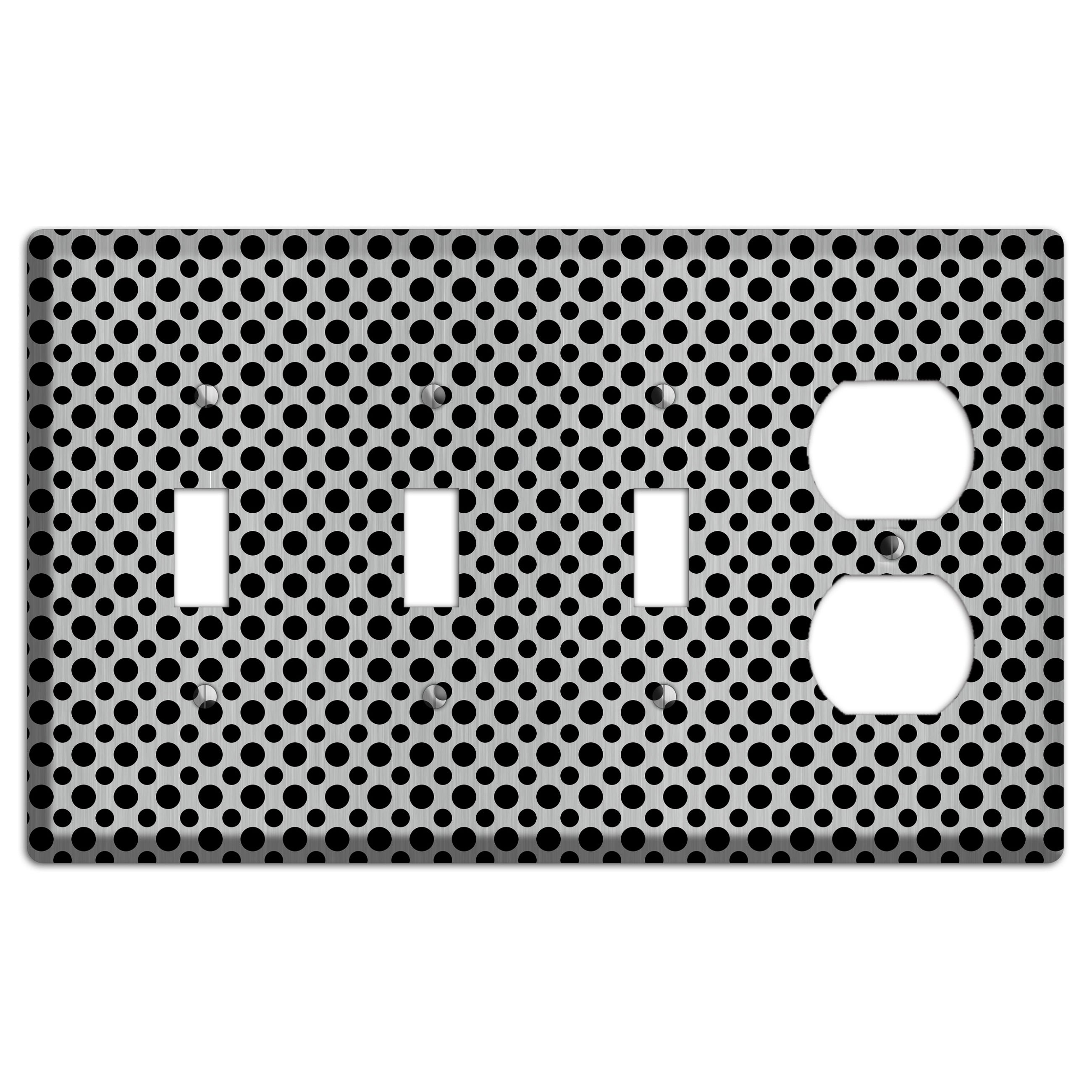Multi Small Polka Dots Stainless 3 Toggle / Duplex Wallplate