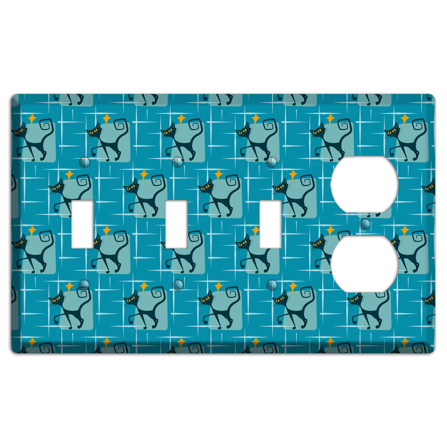 Teal Kitties 3 Toggle / Duplex Wallplate