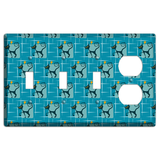 Teal Kitties 3 Toggle / Duplex Wallplate