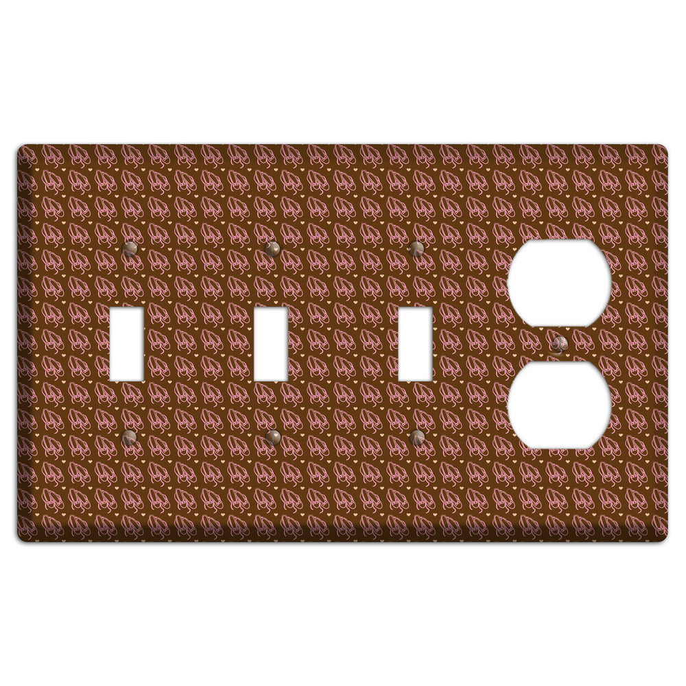 Brown with Pink Ballet Slippers 3 Toggle / Duplex Wallplate