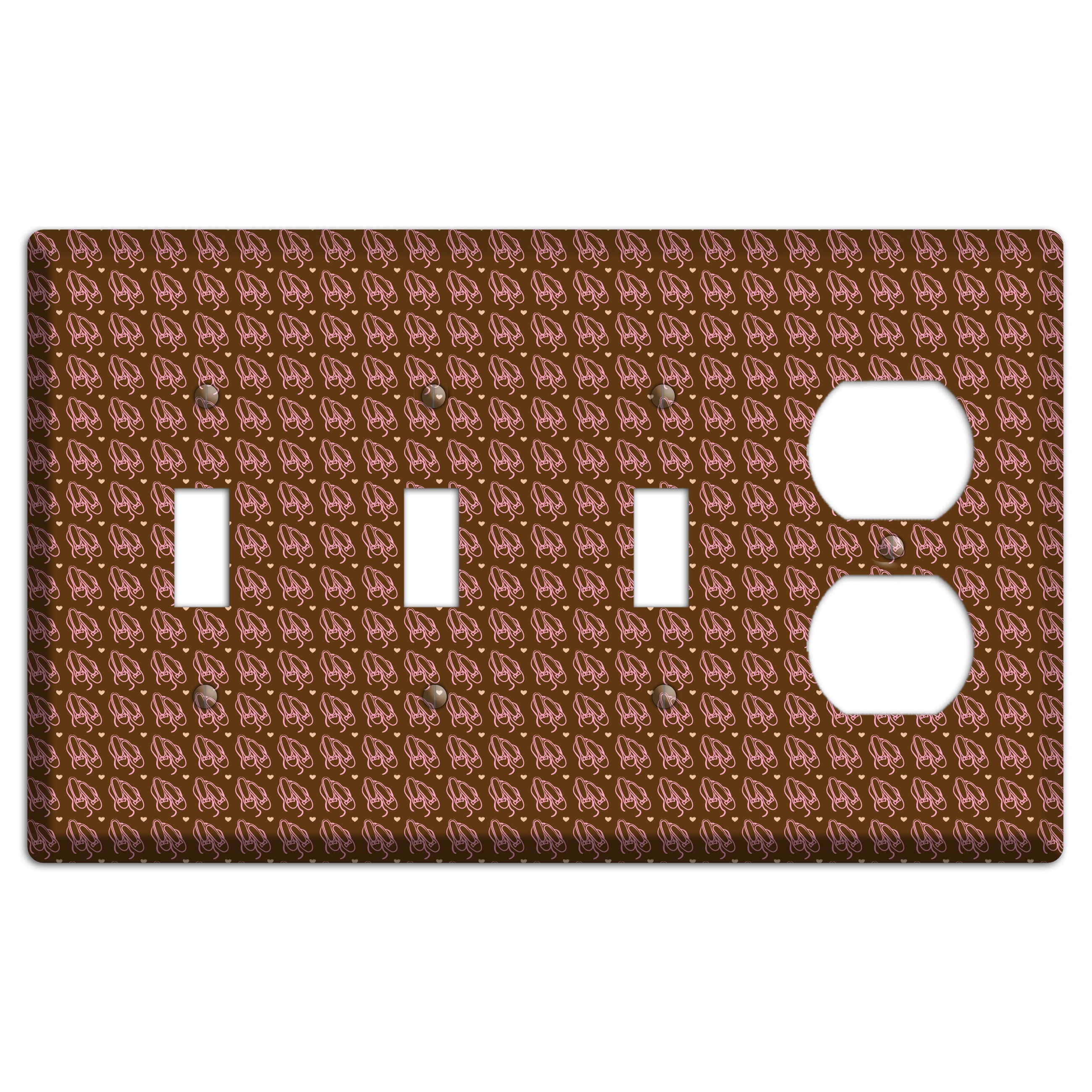 Brown with Pink Ballet Slippers 3 Toggle / Duplex Wallplate