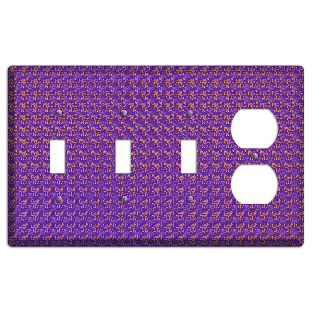 Purple with Pink Bows 3 Toggle / Duplex Wallplate