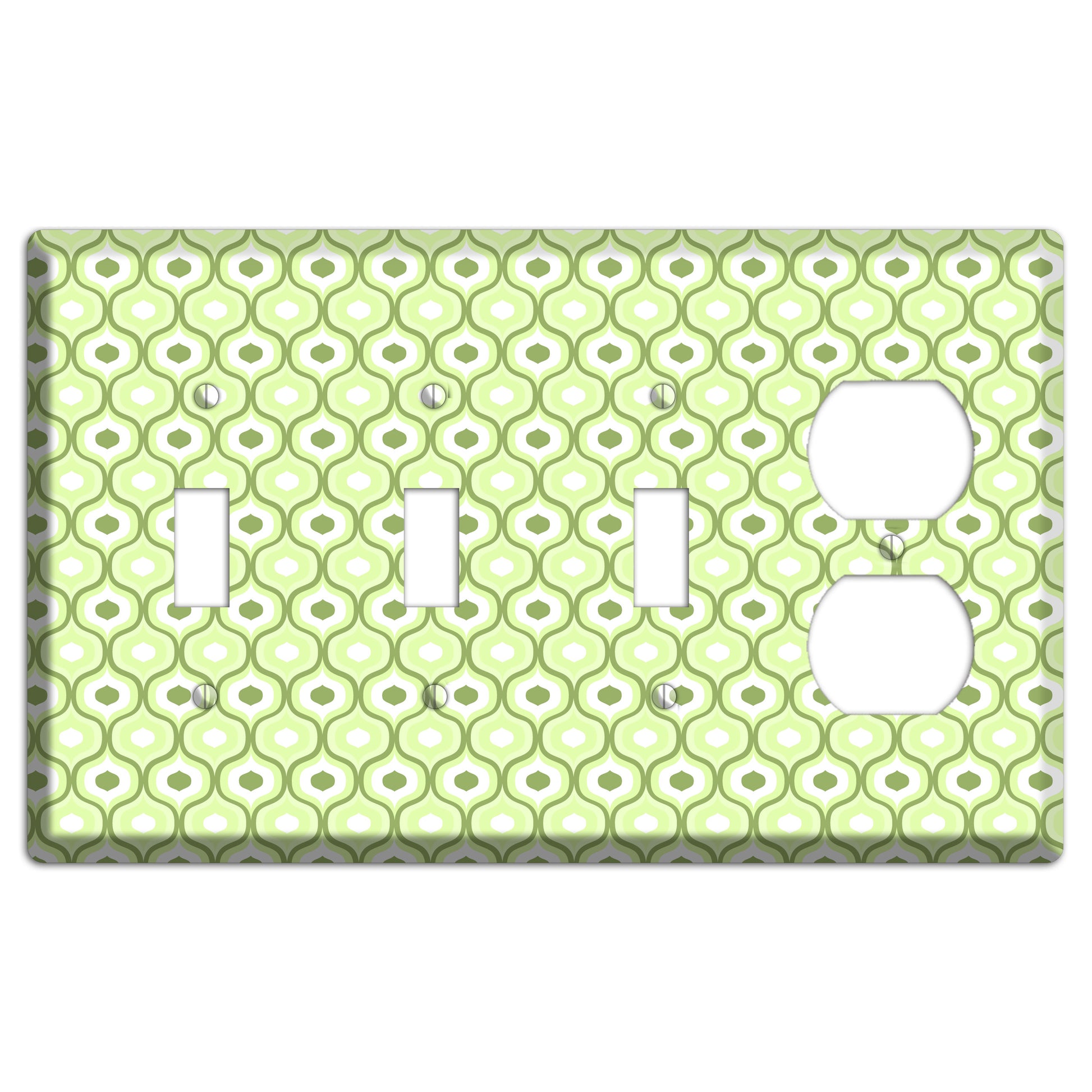 Multi Green Double Scallop 3 Toggle / Duplex Wallplate