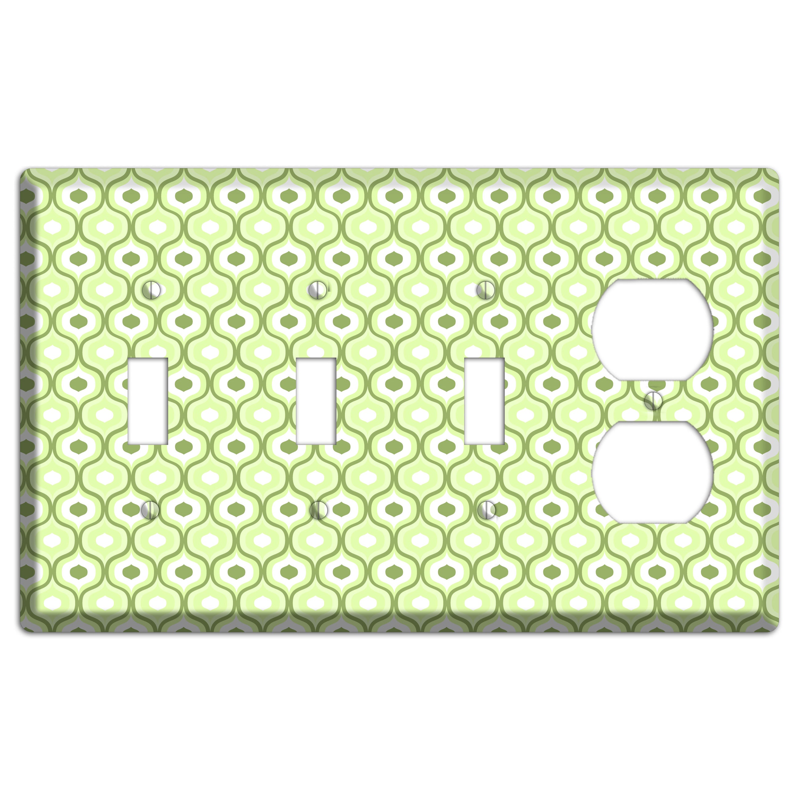 Multi Green Double Scallop 3 Toggle / Duplex Wallplate