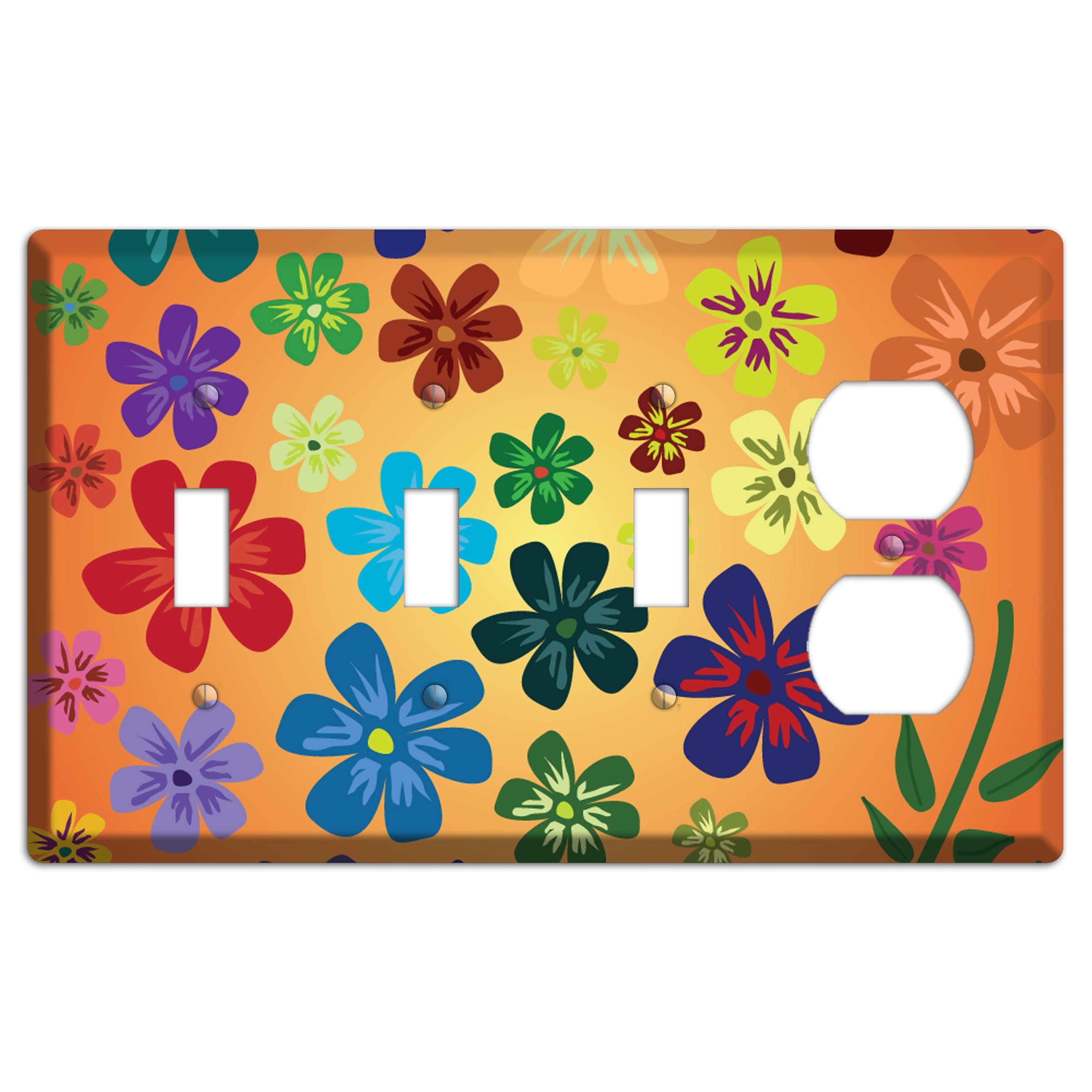 Brown Flowers 3 Toggle / Duplex Wallplate