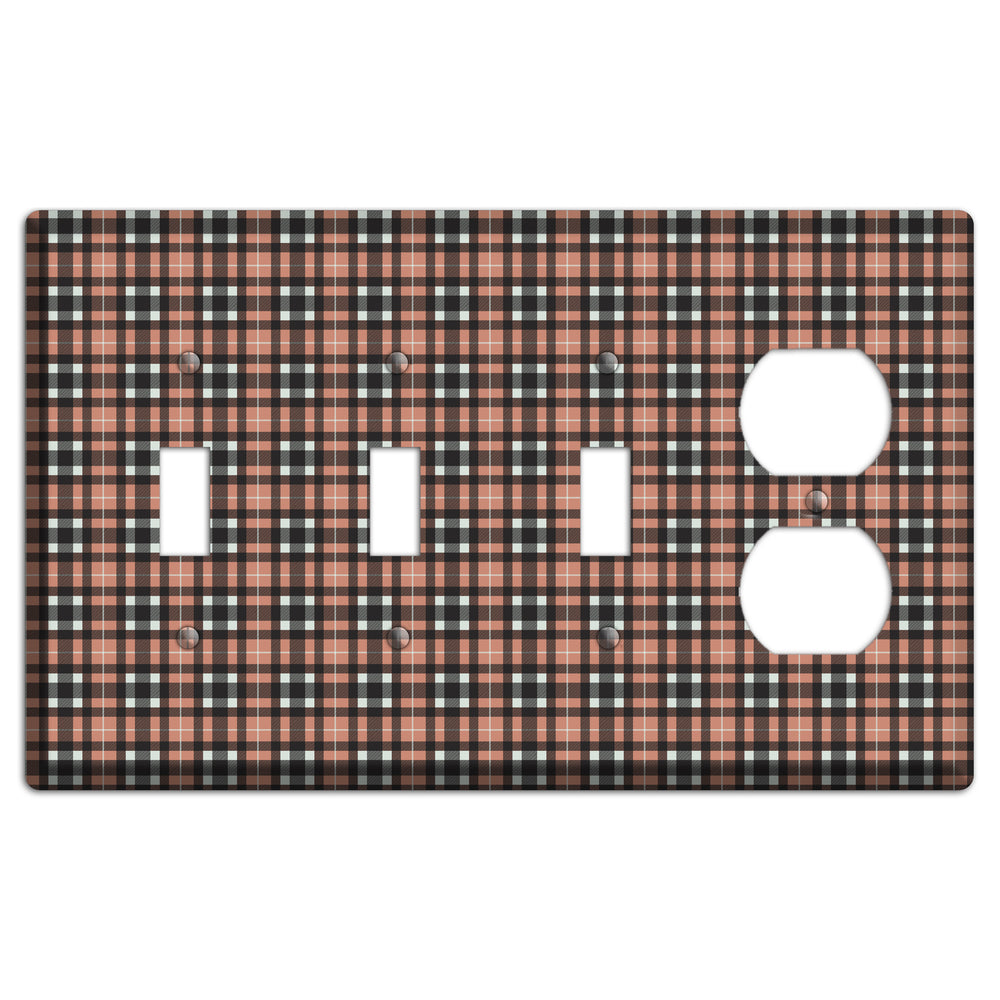 Light Brown Plaid 3 Toggle / Duplex Wallplate