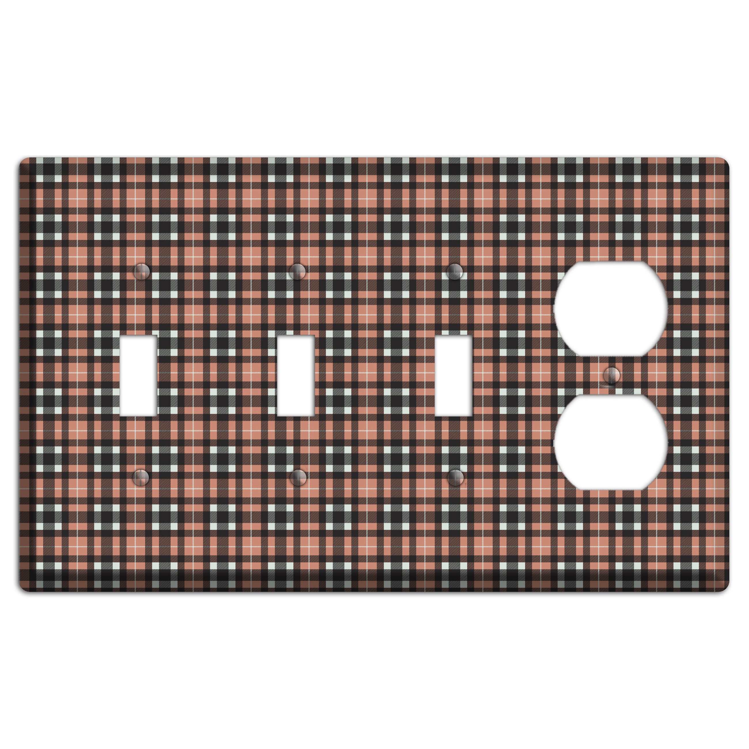 Light Brown Plaid 3 Toggle / Duplex Wallplate