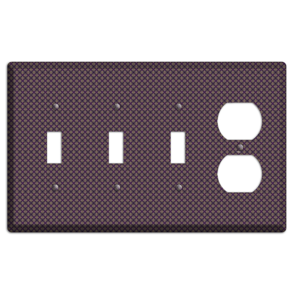 Brown and Purple Tiny Arabesque 3 Toggle / Duplex Wallplate