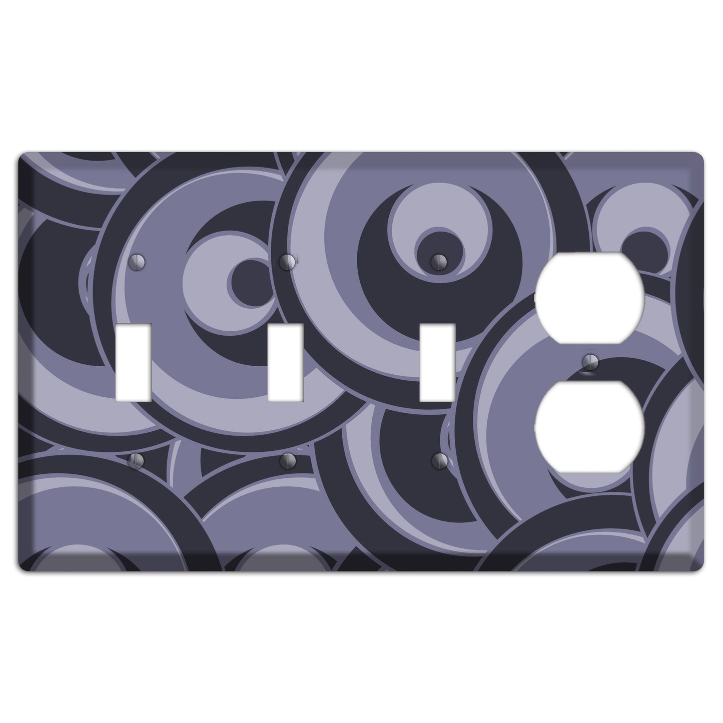 Black and Purple-grey Deco Circles 3 Toggle / Duplex Wallplate