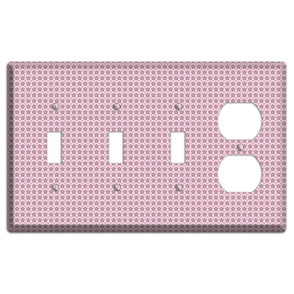 Pink Tiny Floral 3 Toggle / Duplex Wallplate