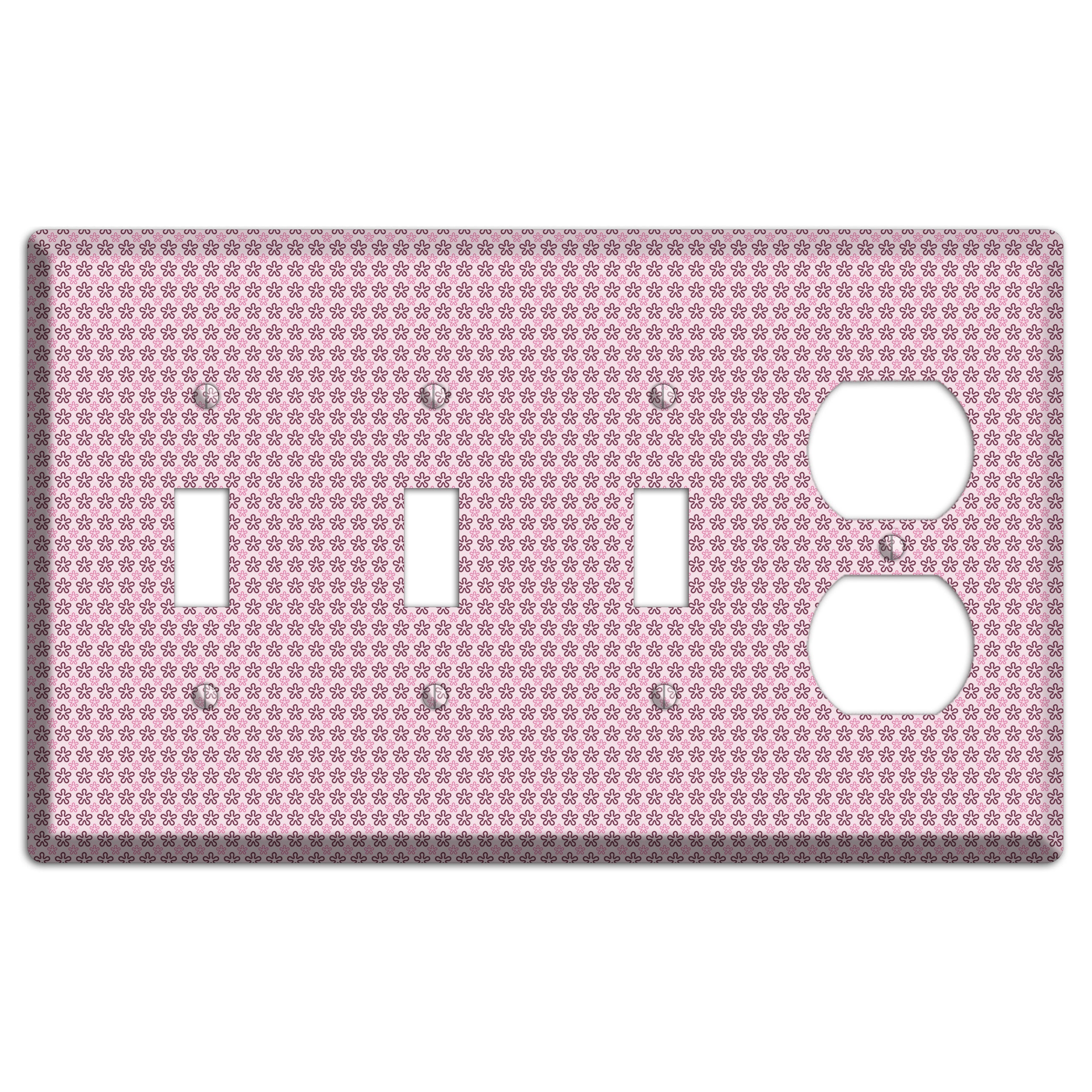 Pink Tiny Floral 3 Toggle / Duplex Wallplate