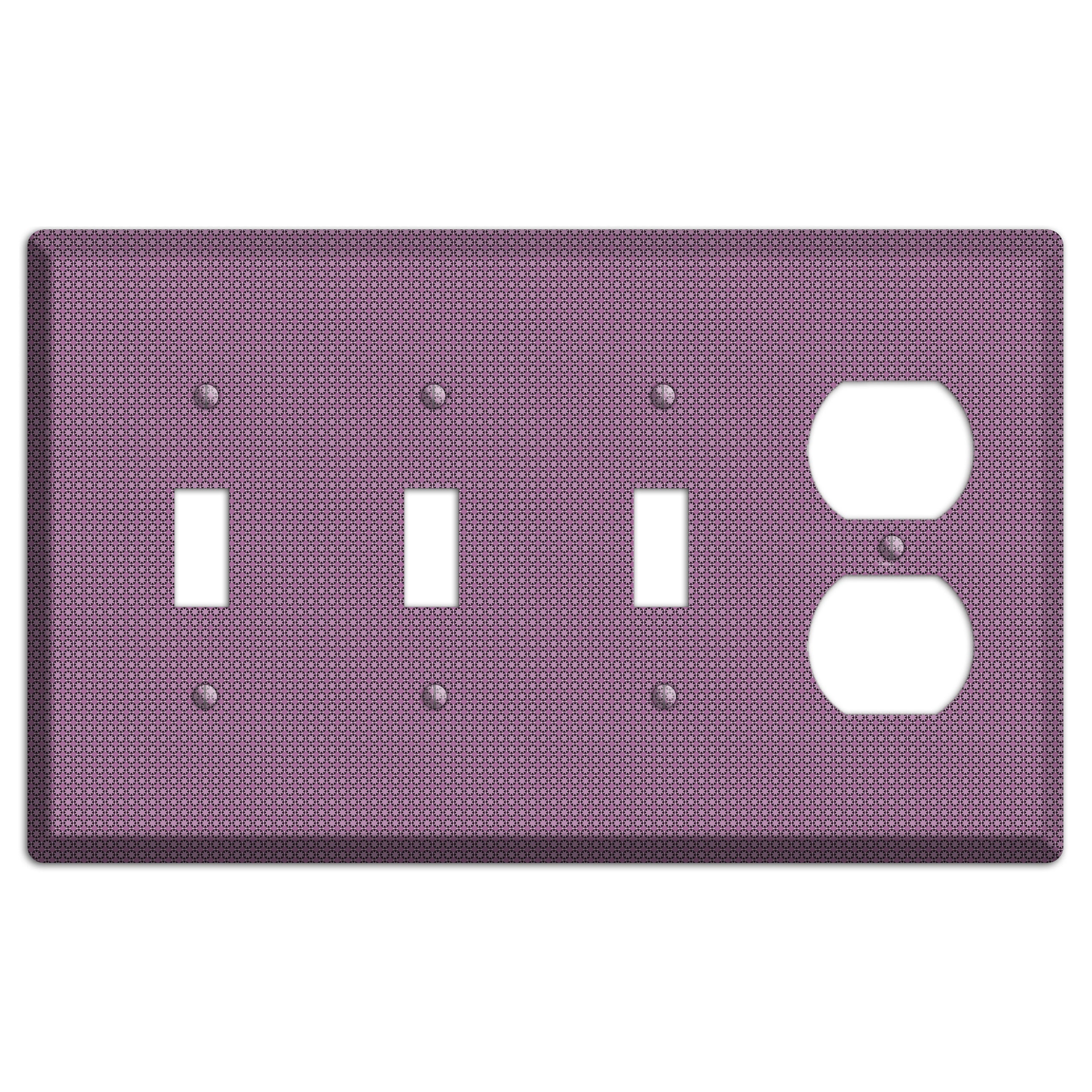 Multi Plum Tiled Tiny Foulard 3 Toggle / Duplex Wallplate