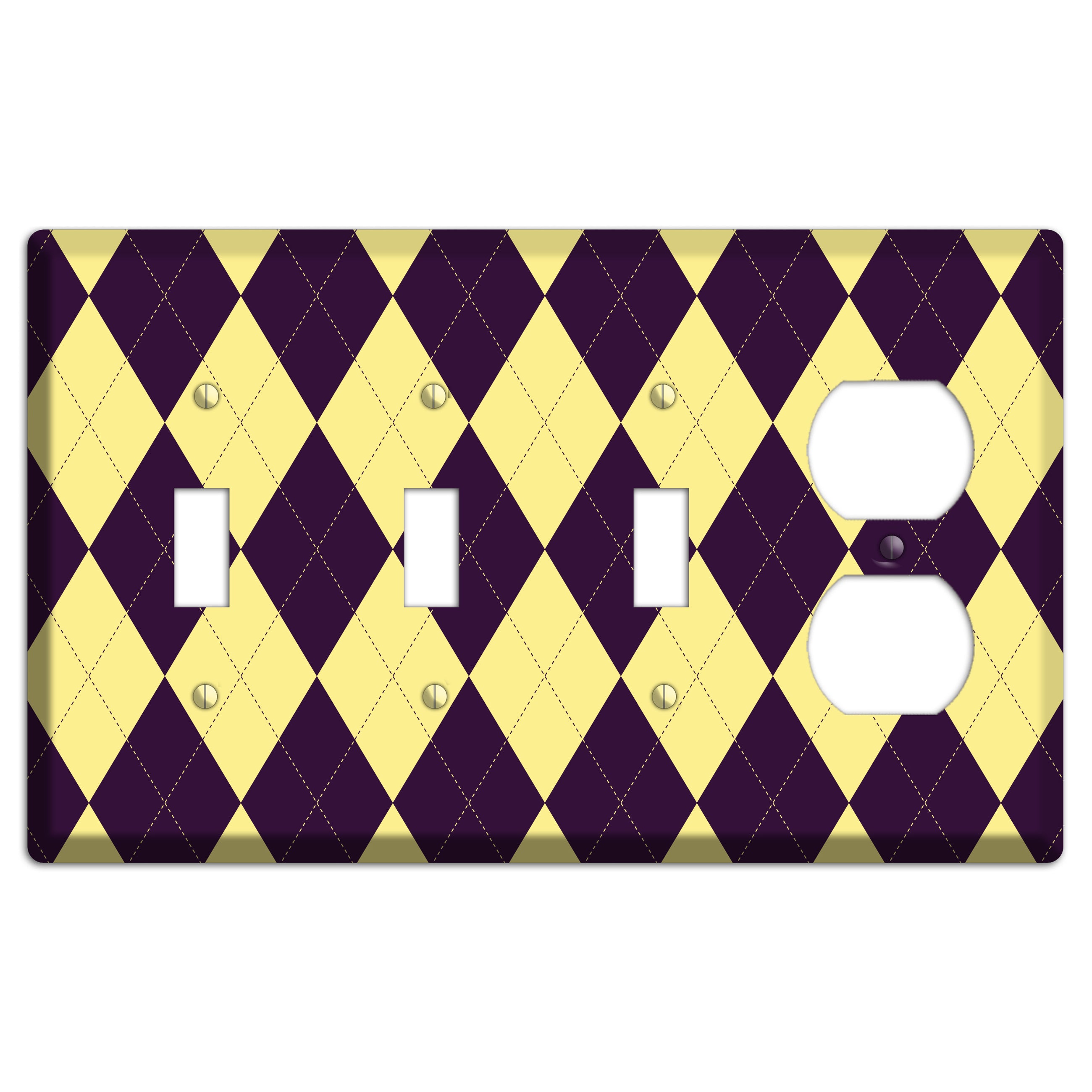 Yellow and Black Argyle 3 Toggle / Duplex Wallplate