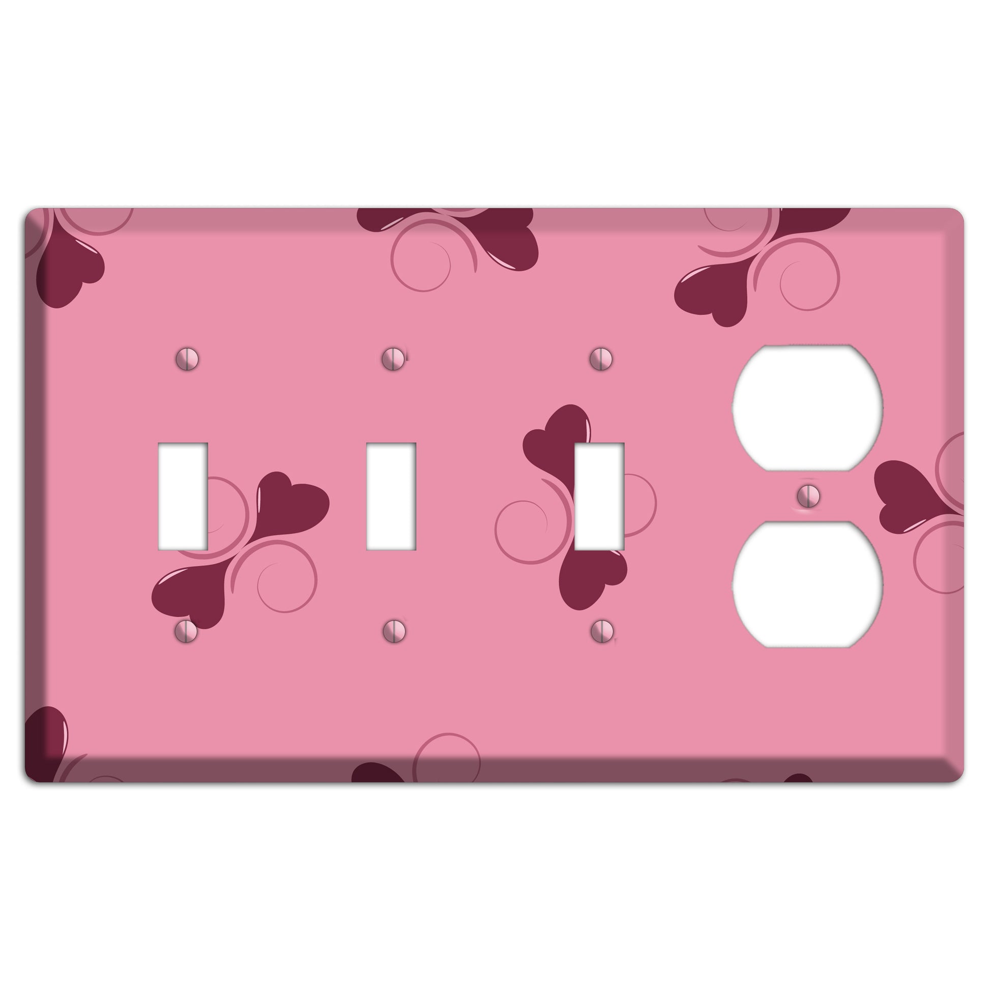 Pink with Hearts 3 Toggle / Duplex Wallplate