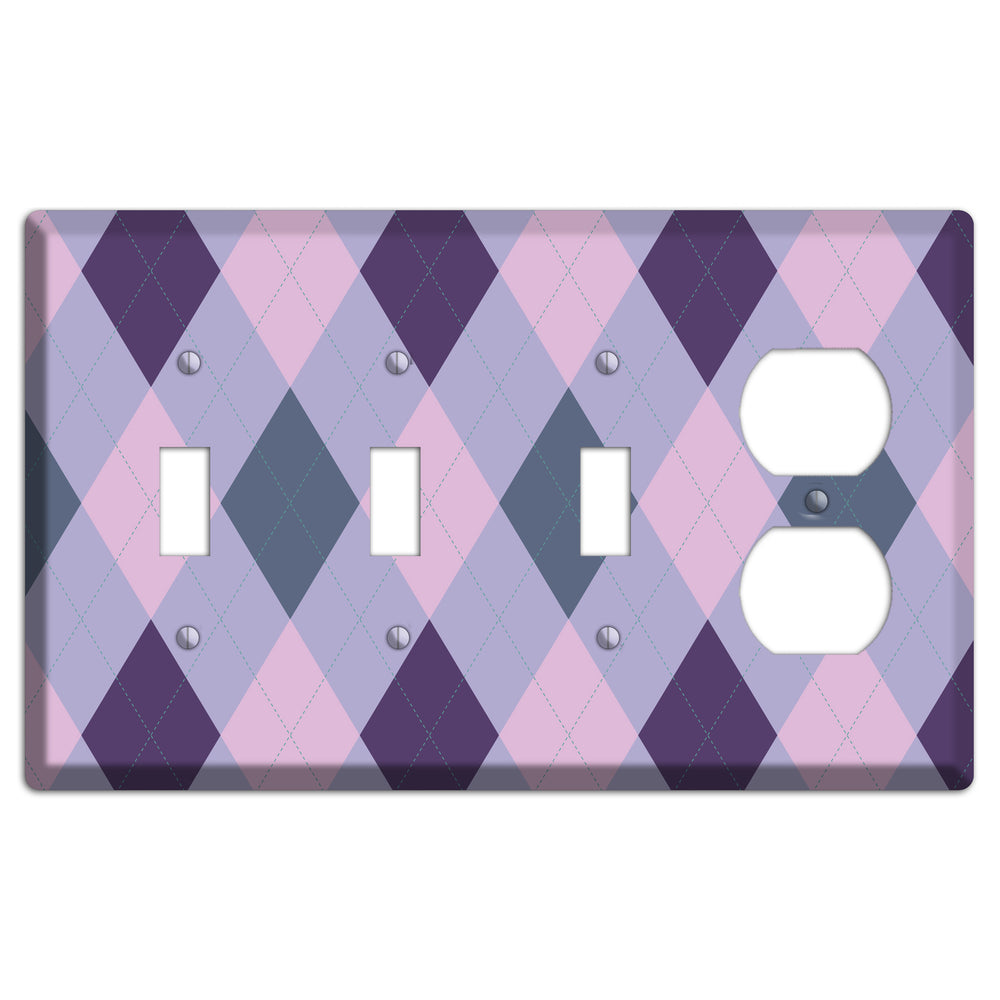 Orange and Tan Argyle 3 Toggle / Duplex Wallplate